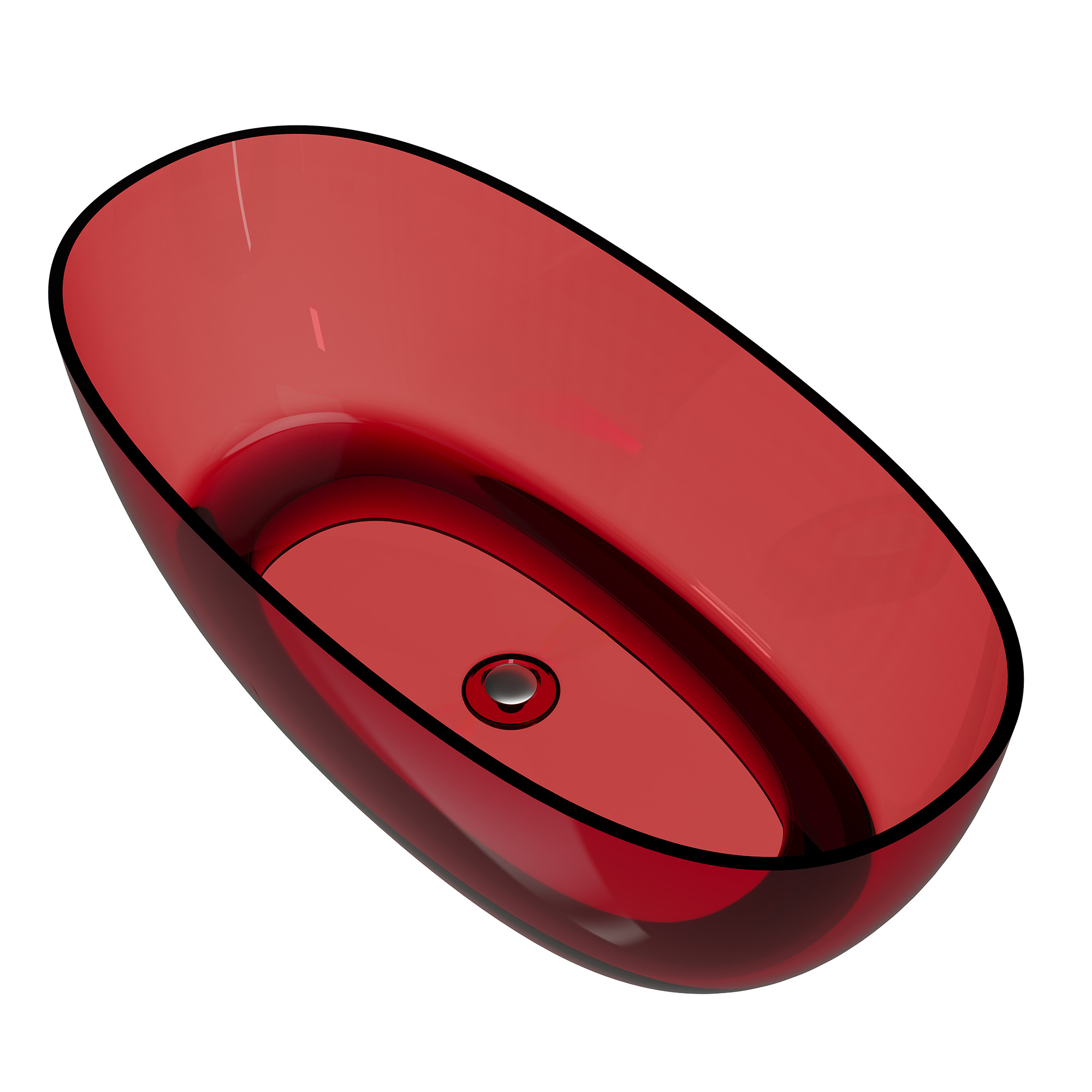 59"/67" Pure Resin Freestanding Transparent Bathtub with Center Drain