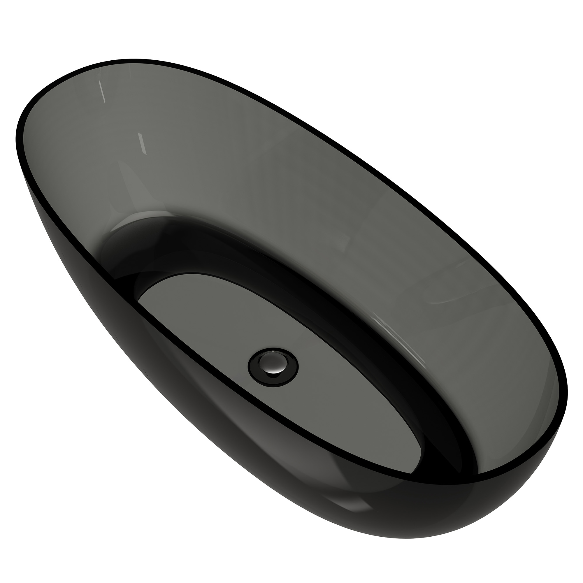 59"/67" Pure Resin Freestanding Transparent Bathtub with Center Drain