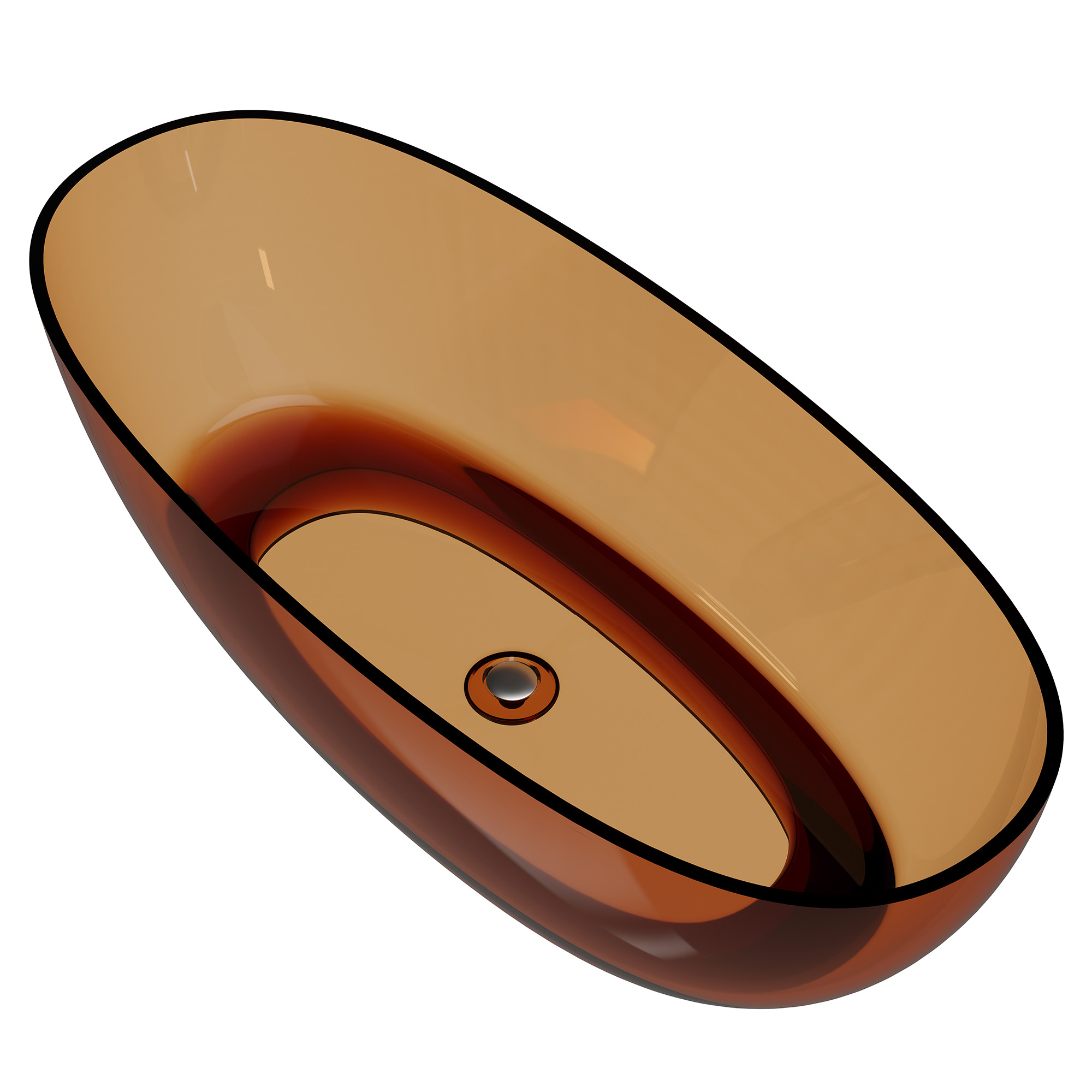 59"/67" Pure Resin Freestanding Transparent Bathtub with Center Drain