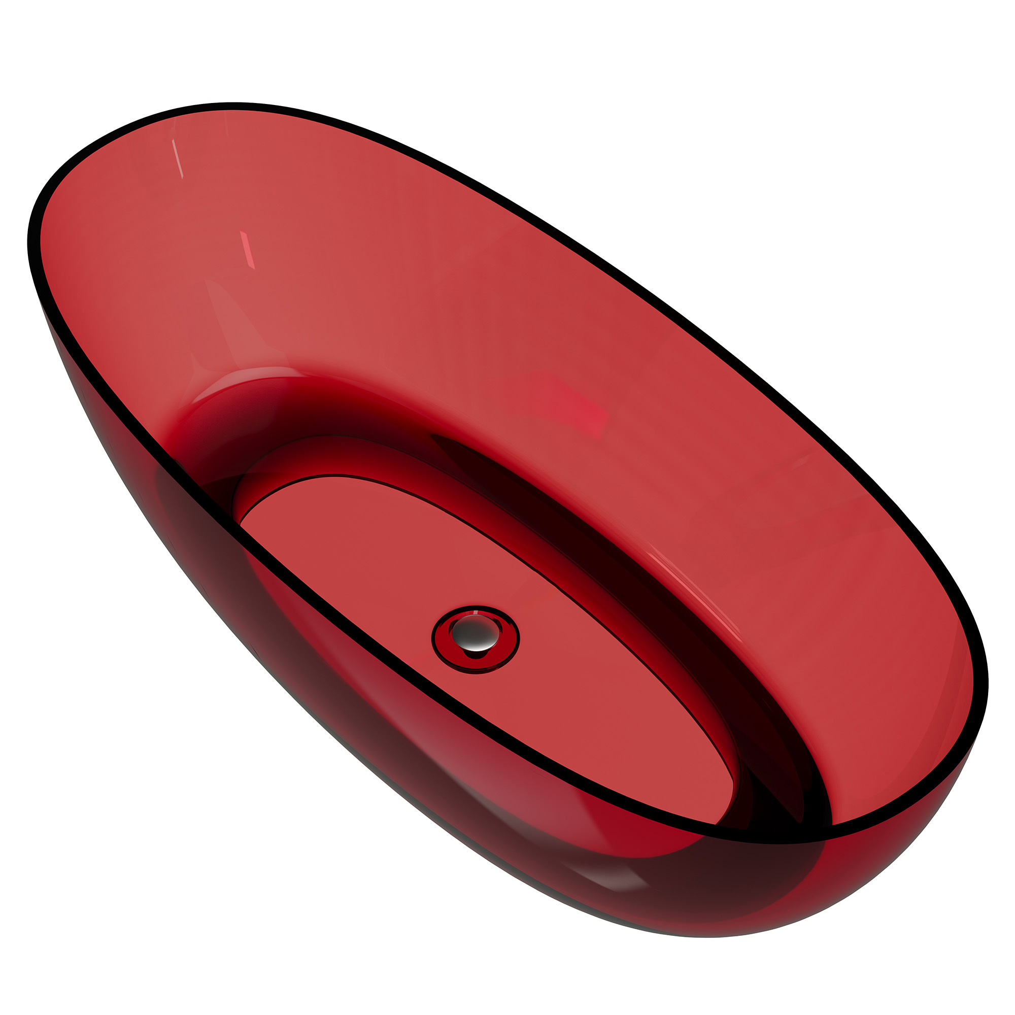 59"/67" Pure Resin Freestanding Transparent Bathtub with Center Drain