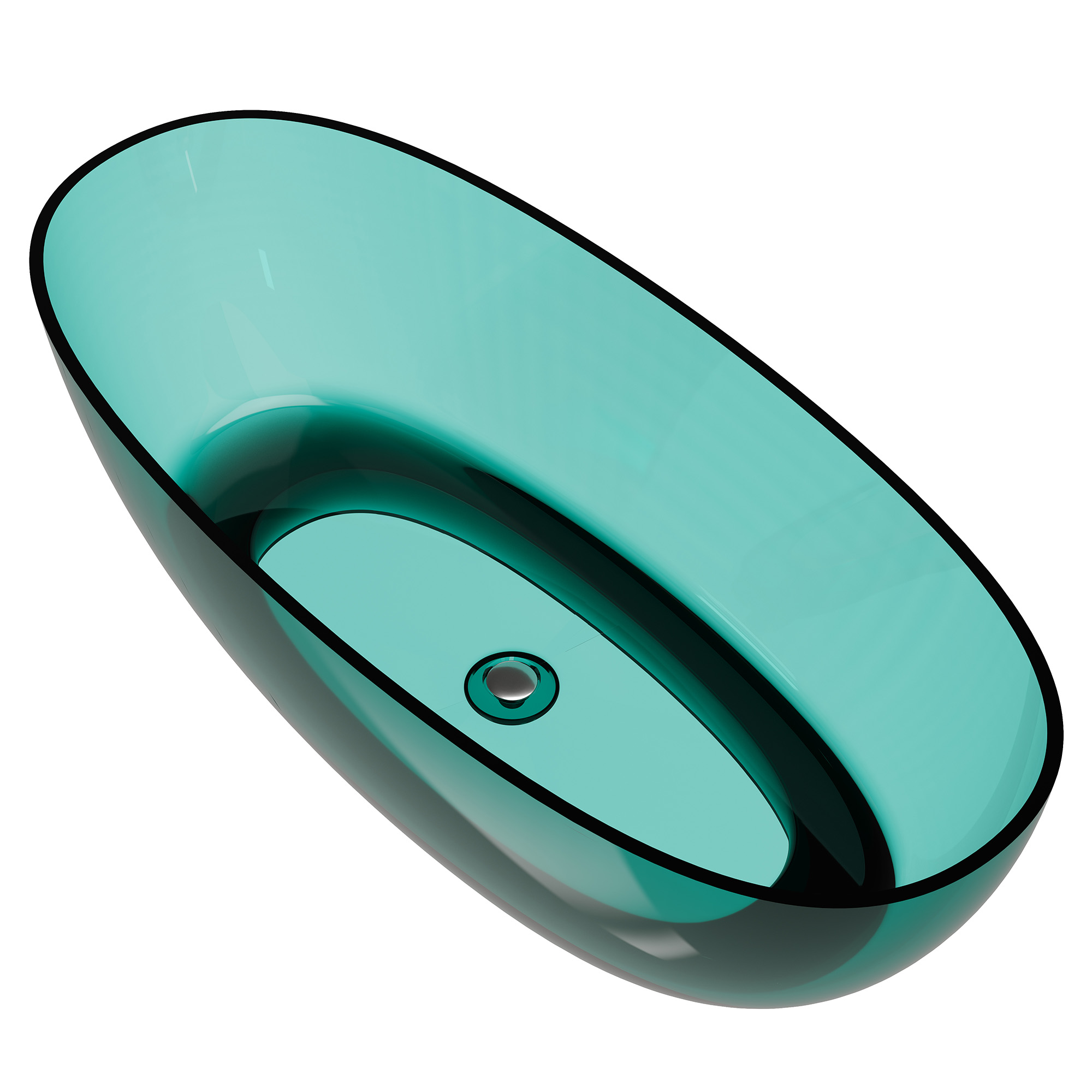 59"/67" Pure Resin Freestanding Transparent Bathtub with Center Drain