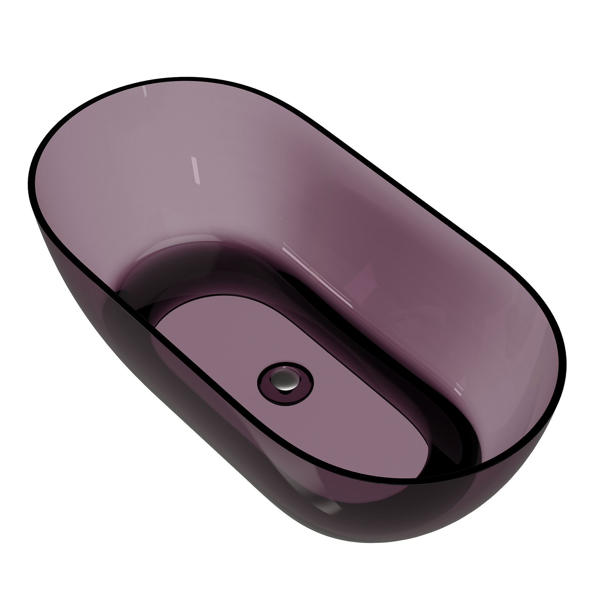 59"/69" Transparent Resin Freestanding Bathtub with Excellent Heat Retention