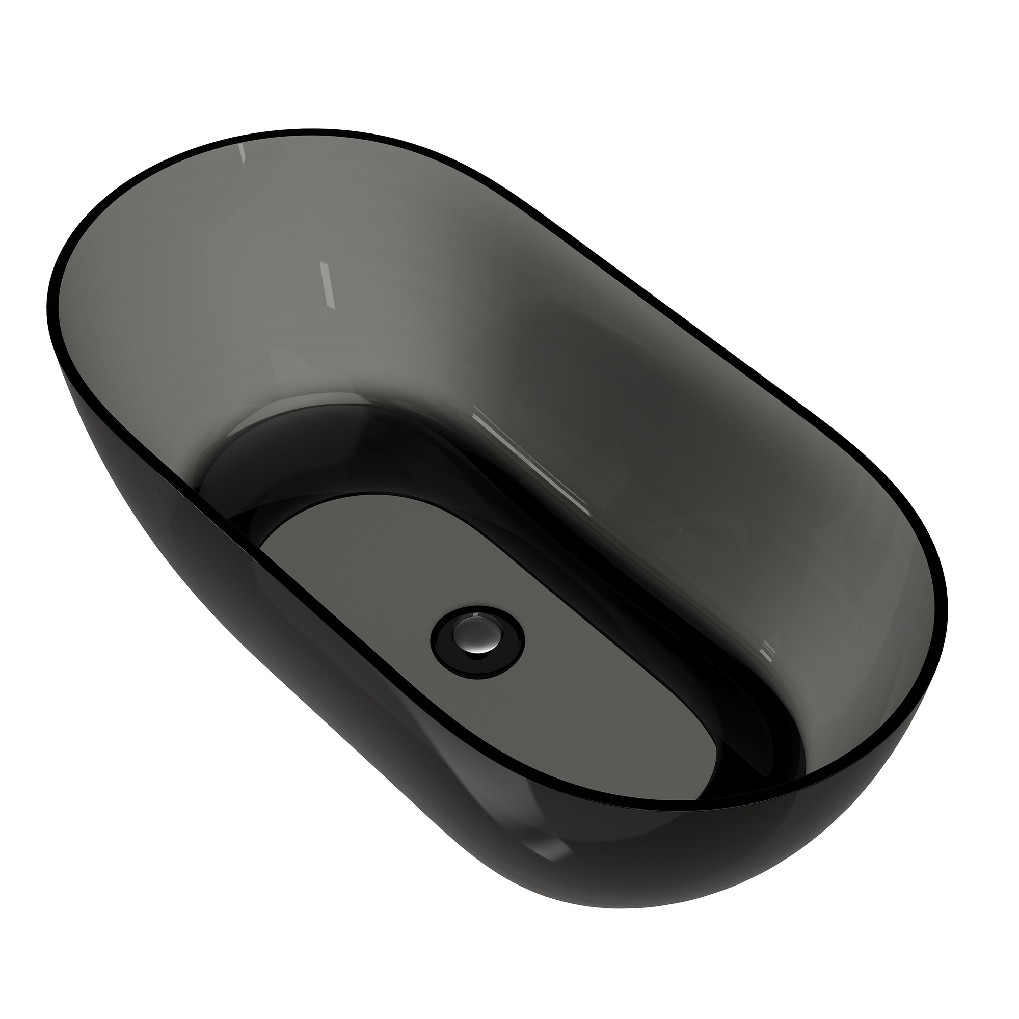 59"/69" Transparent Resin Freestanding Bathtub with Excellent Heat Retention