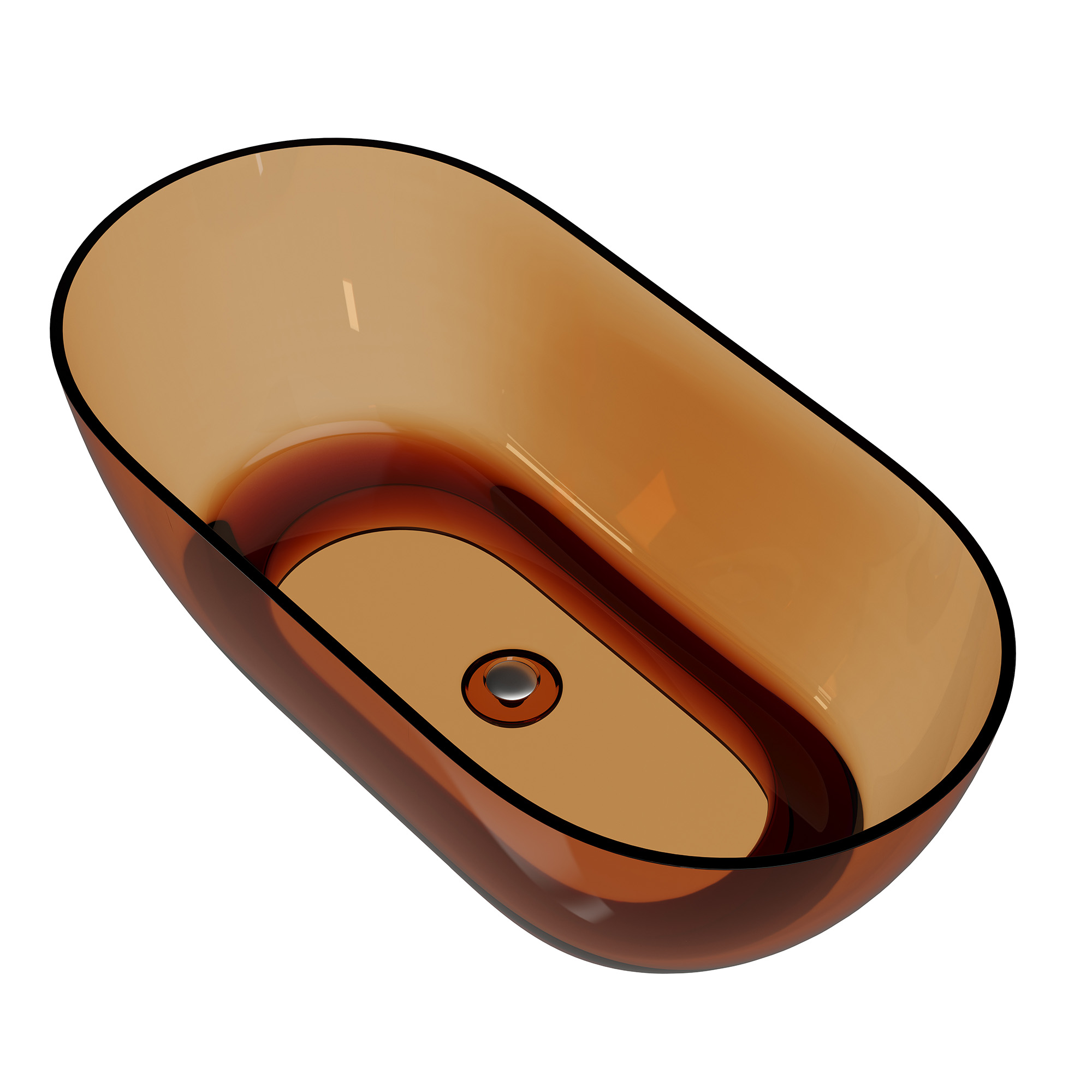 59"/69" Transparent Resin Freestanding Bathtub with Excellent Heat Retention