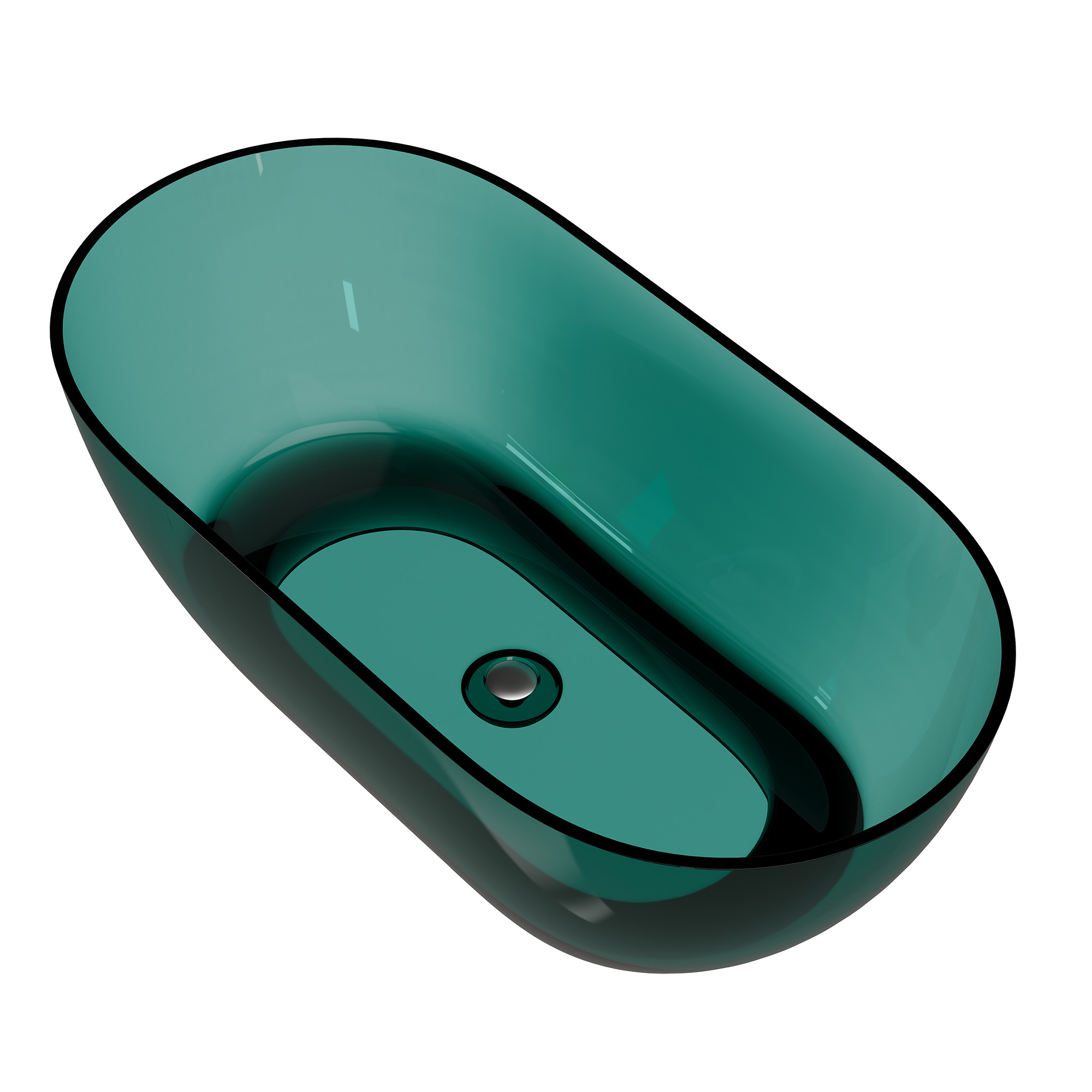 59"/69" Transparent Resin Freestanding Bathtub with Excellent Heat Retention