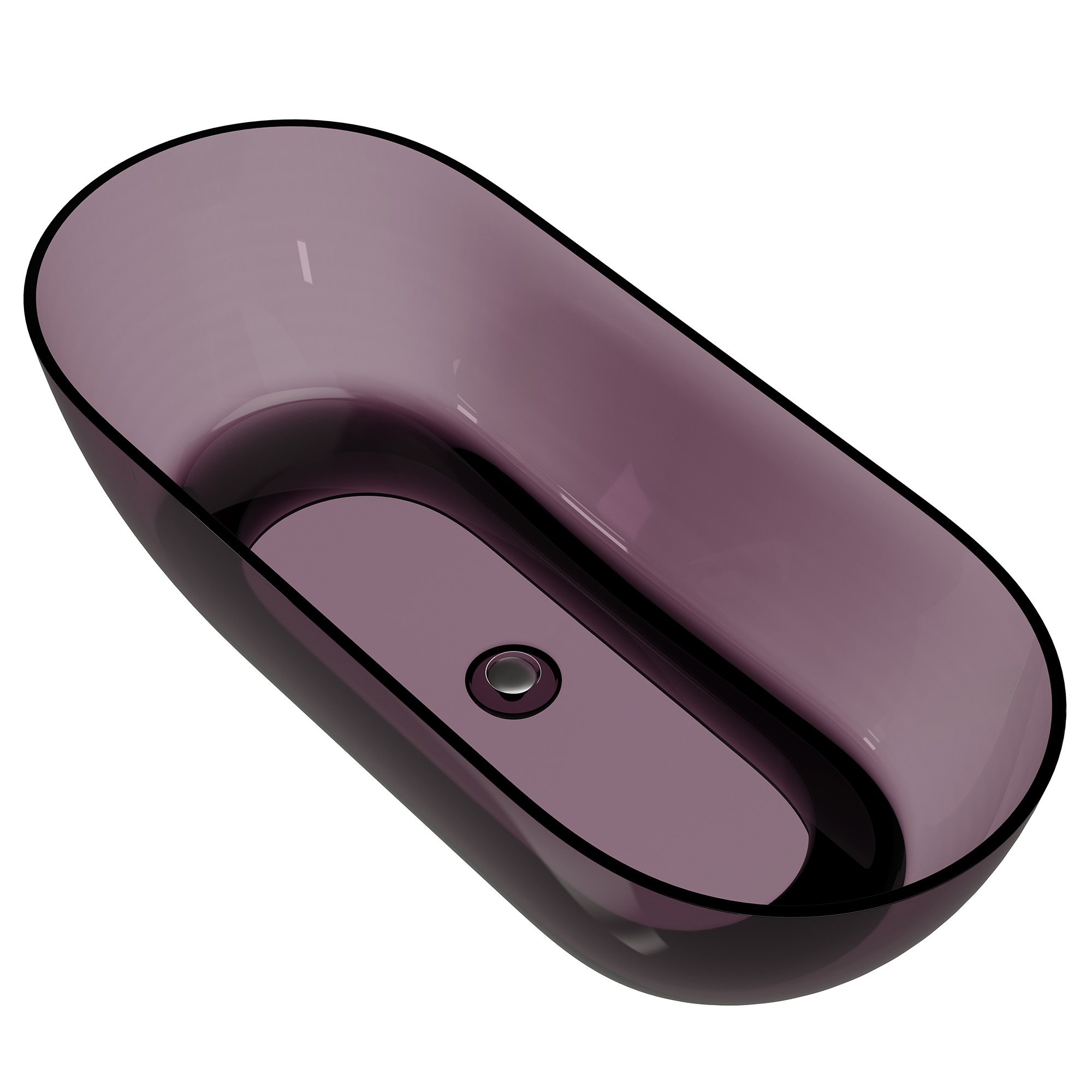 59"/69" Transparent Resin Freestanding Bathtub with Excellent Heat Retention