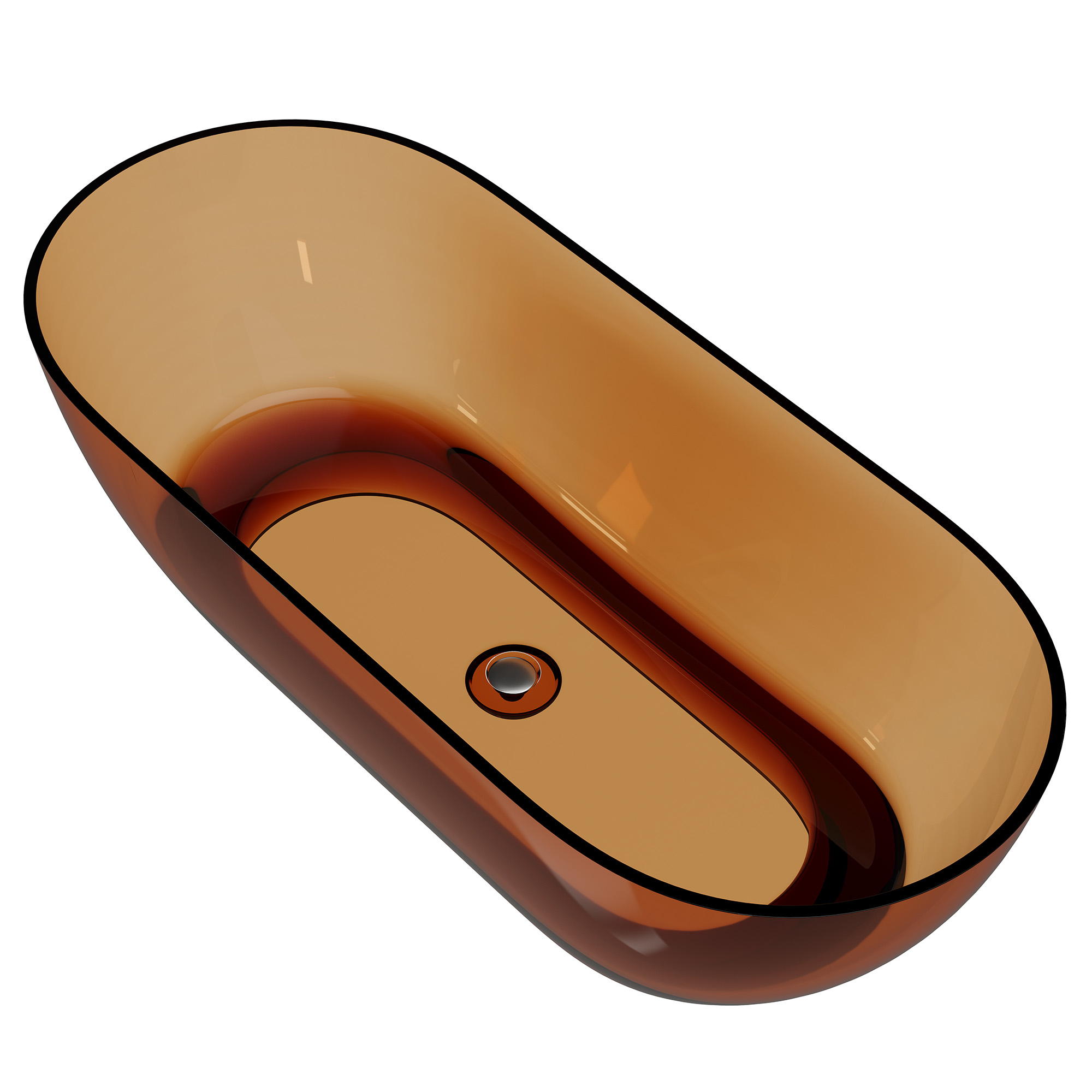 59"/69" Transparent Resin Freestanding Bathtub with Excellent Heat Retention