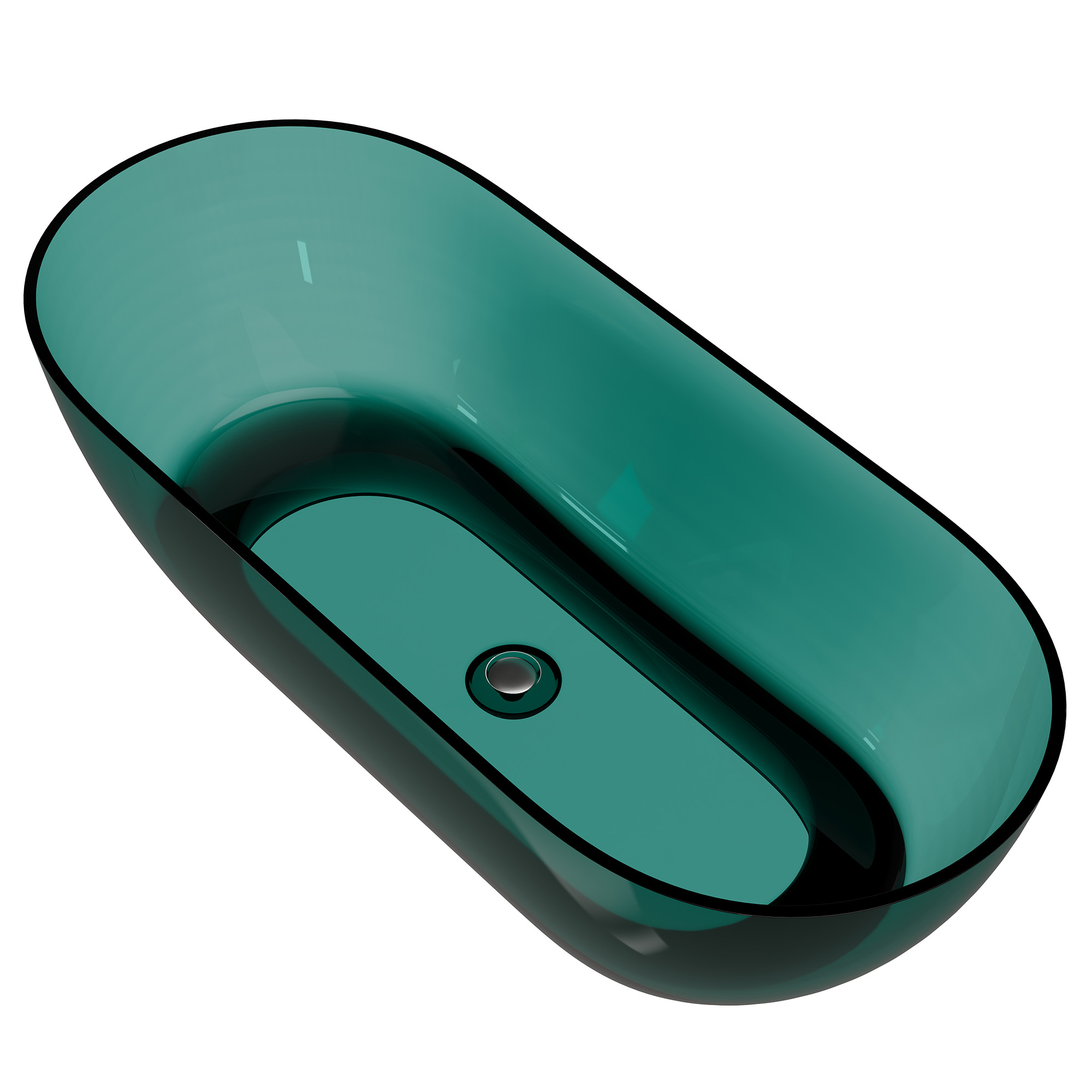 59"/69" Transparent Resin Freestanding Bathtub with Excellent Heat Retention