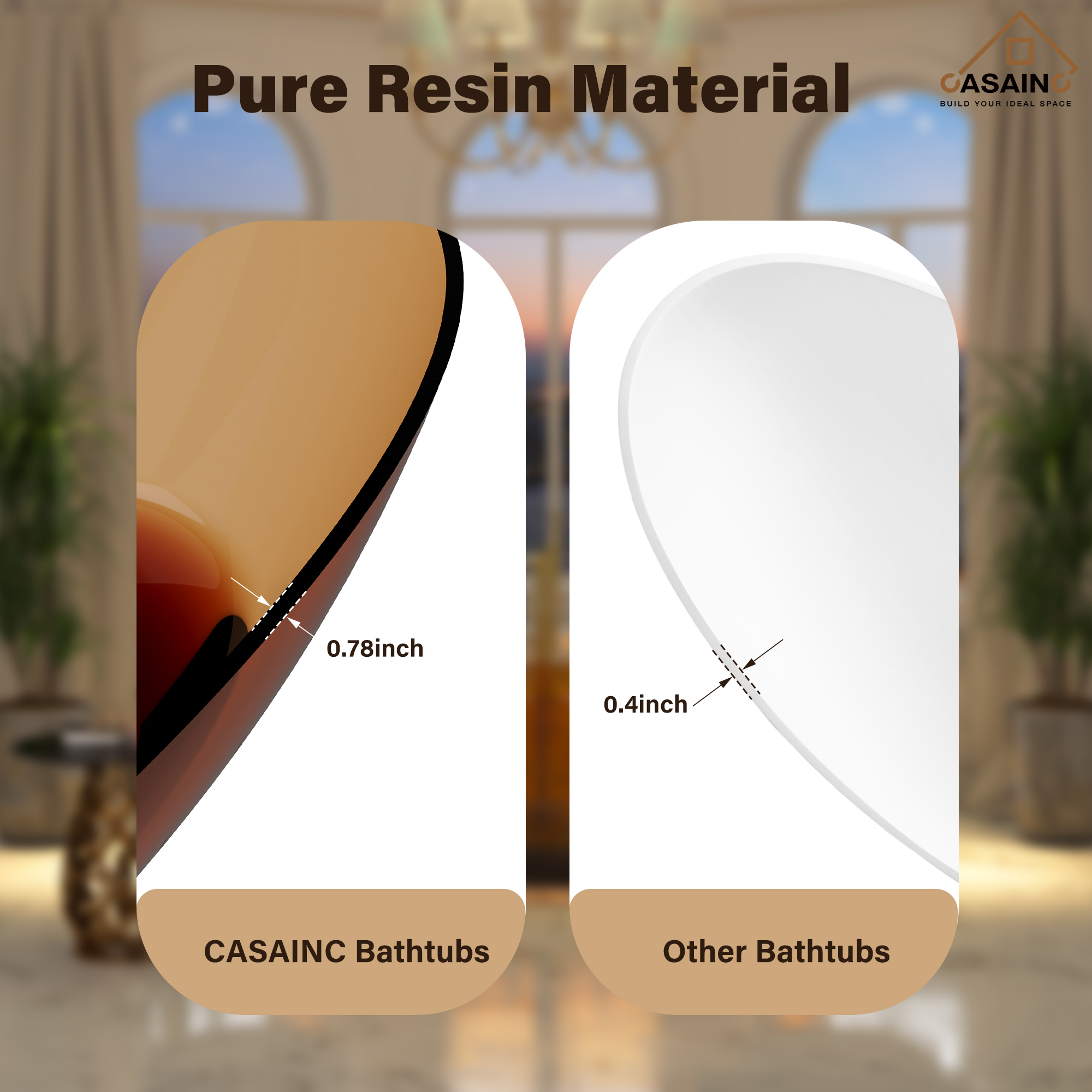 59"/67" Egg-Shaped Transparent Pure Resin Adult Freestanding Bathtub