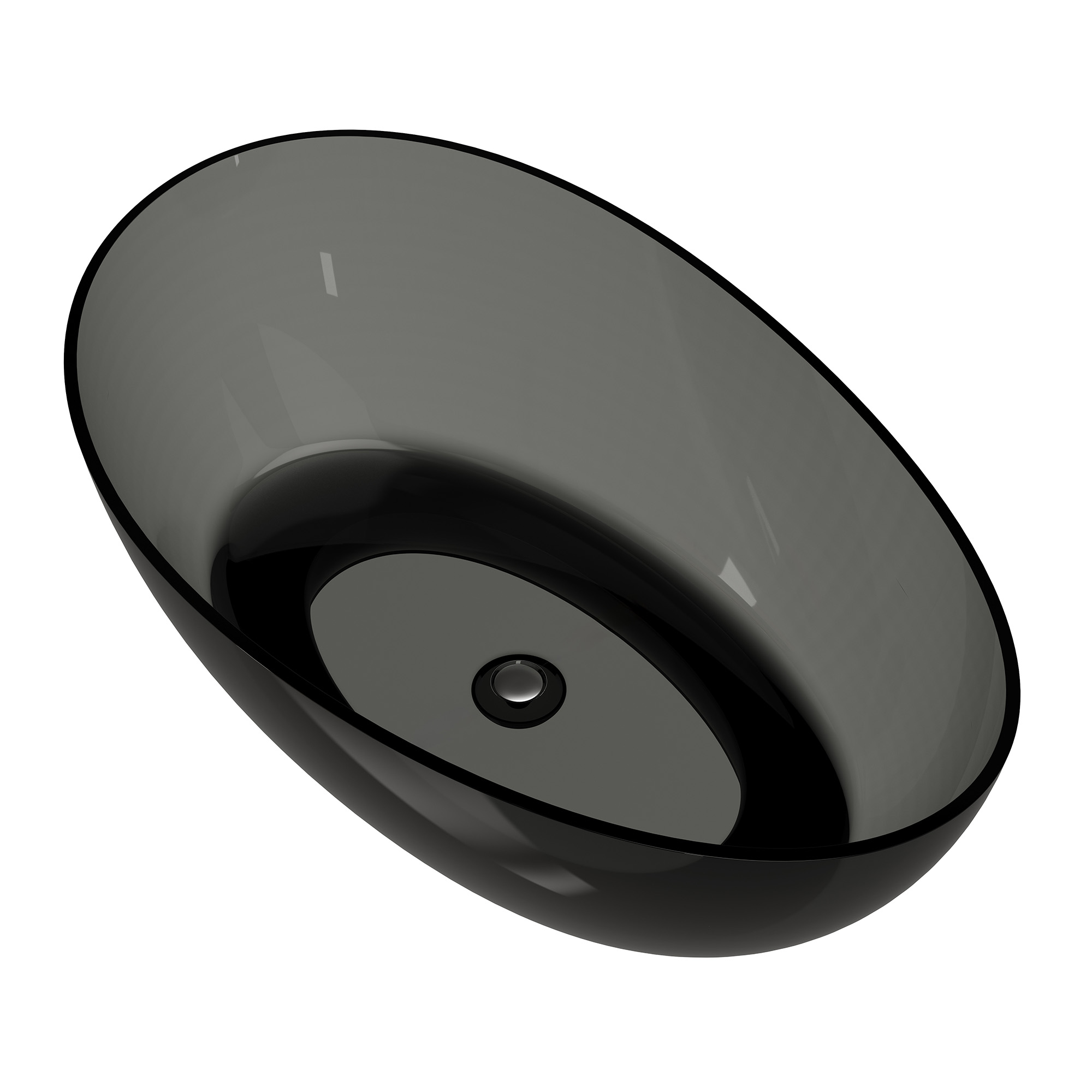 63" Unique Shaped Transparent Resin Freestanding Bathtub with Central Drain