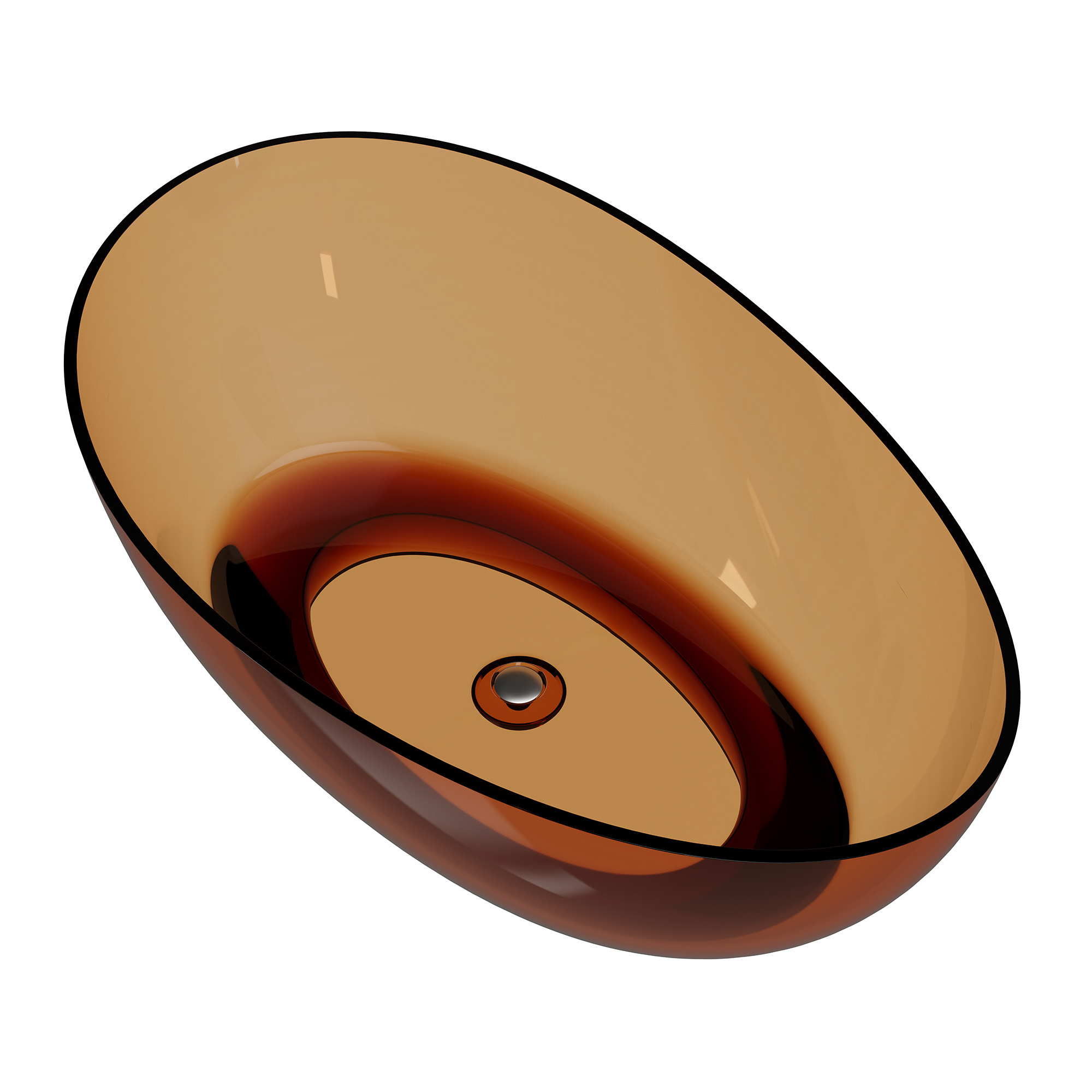 63" Unique Shaped Transparent Resin Freestanding Bathtub with Central Drain