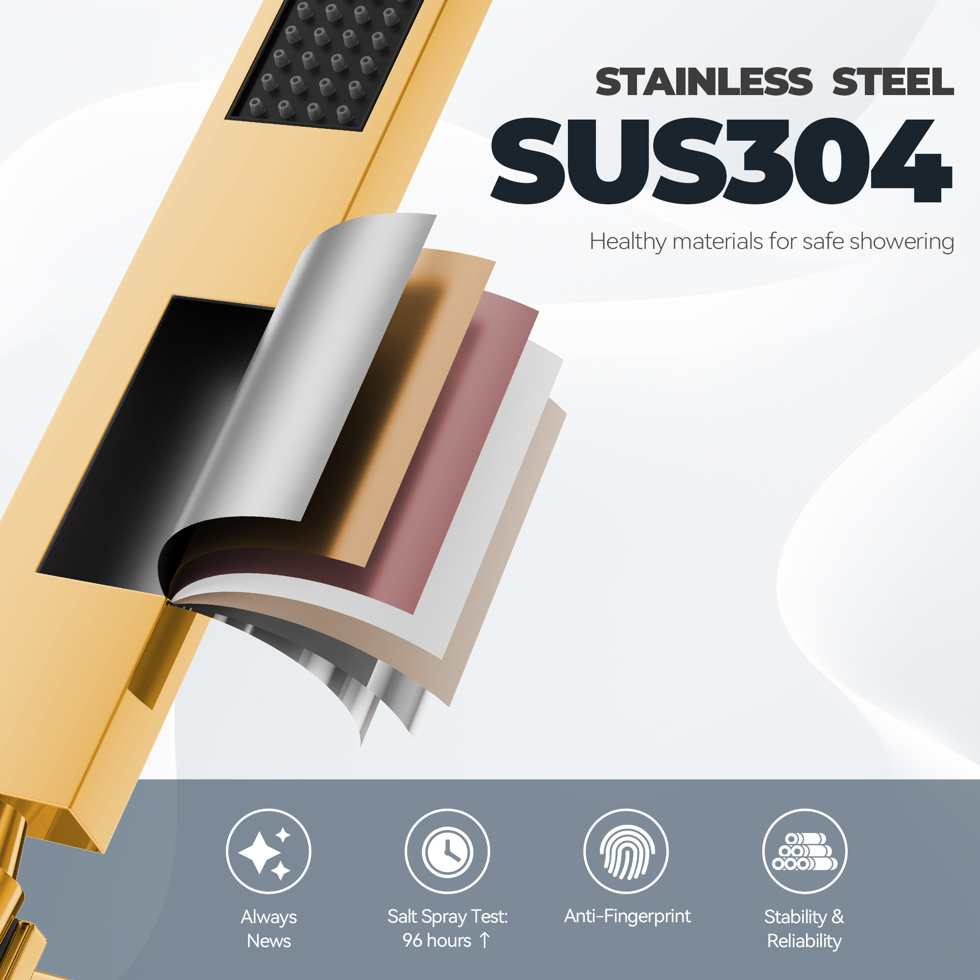 10" Wall Mounted Dual Shower Heads Shower System With Tub Spout 