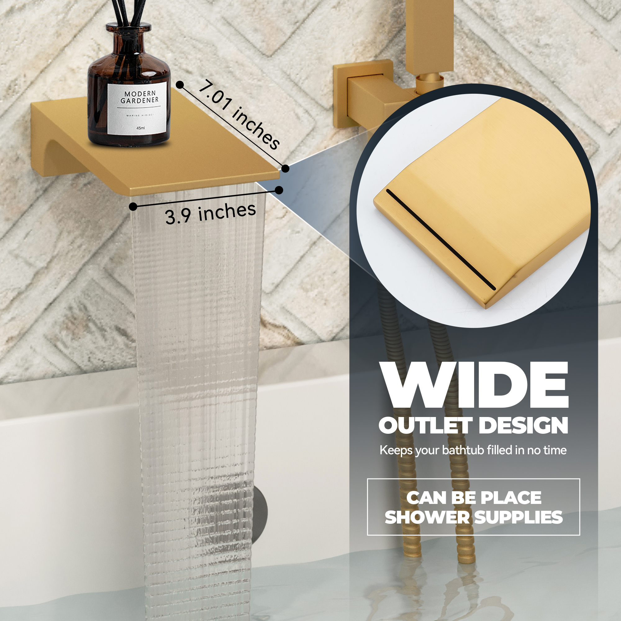 Wall Mounted Bathtub Faucet Set With Handheld Shower Head