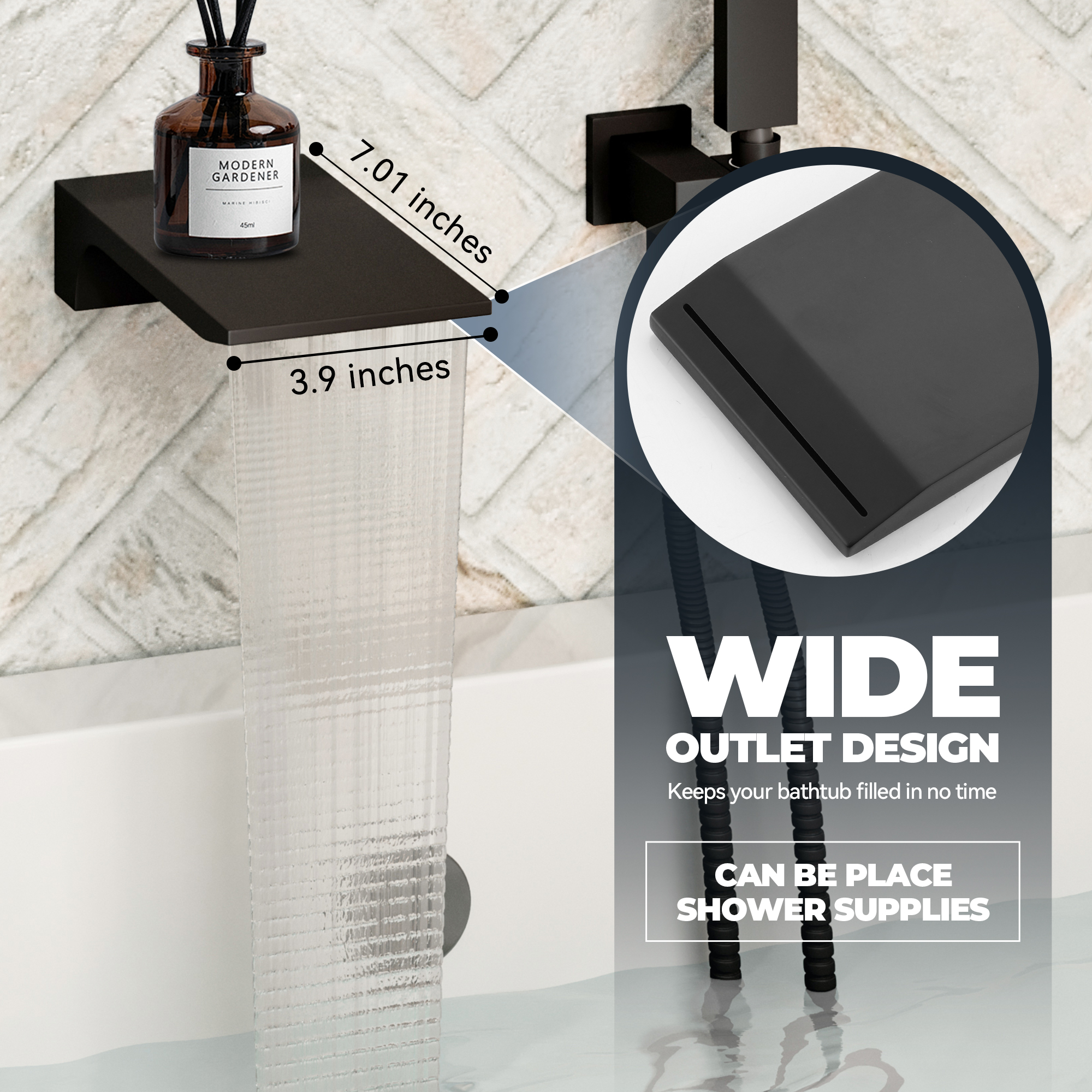 Wall Mounted Bathtub Faucet Set With Handheld Shower Head