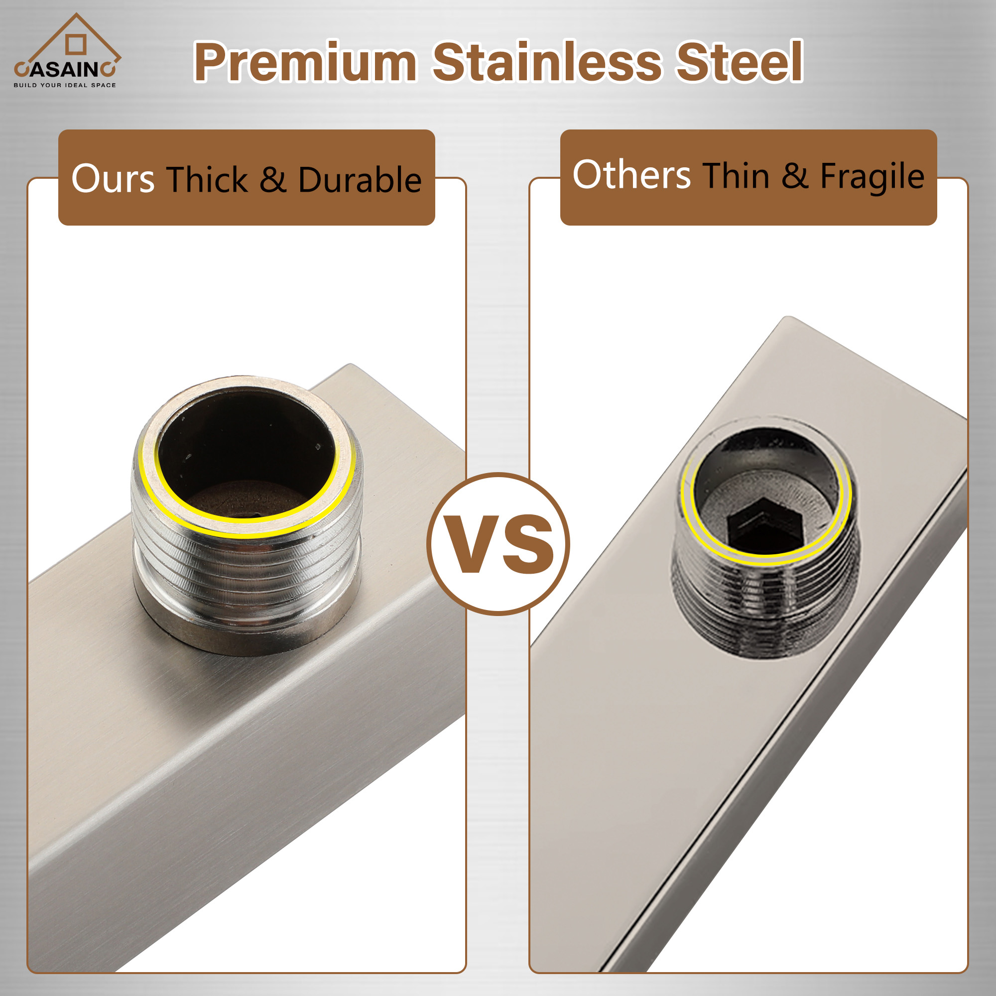 15.75" Wall-Mounted Square Shower Arm with Flange