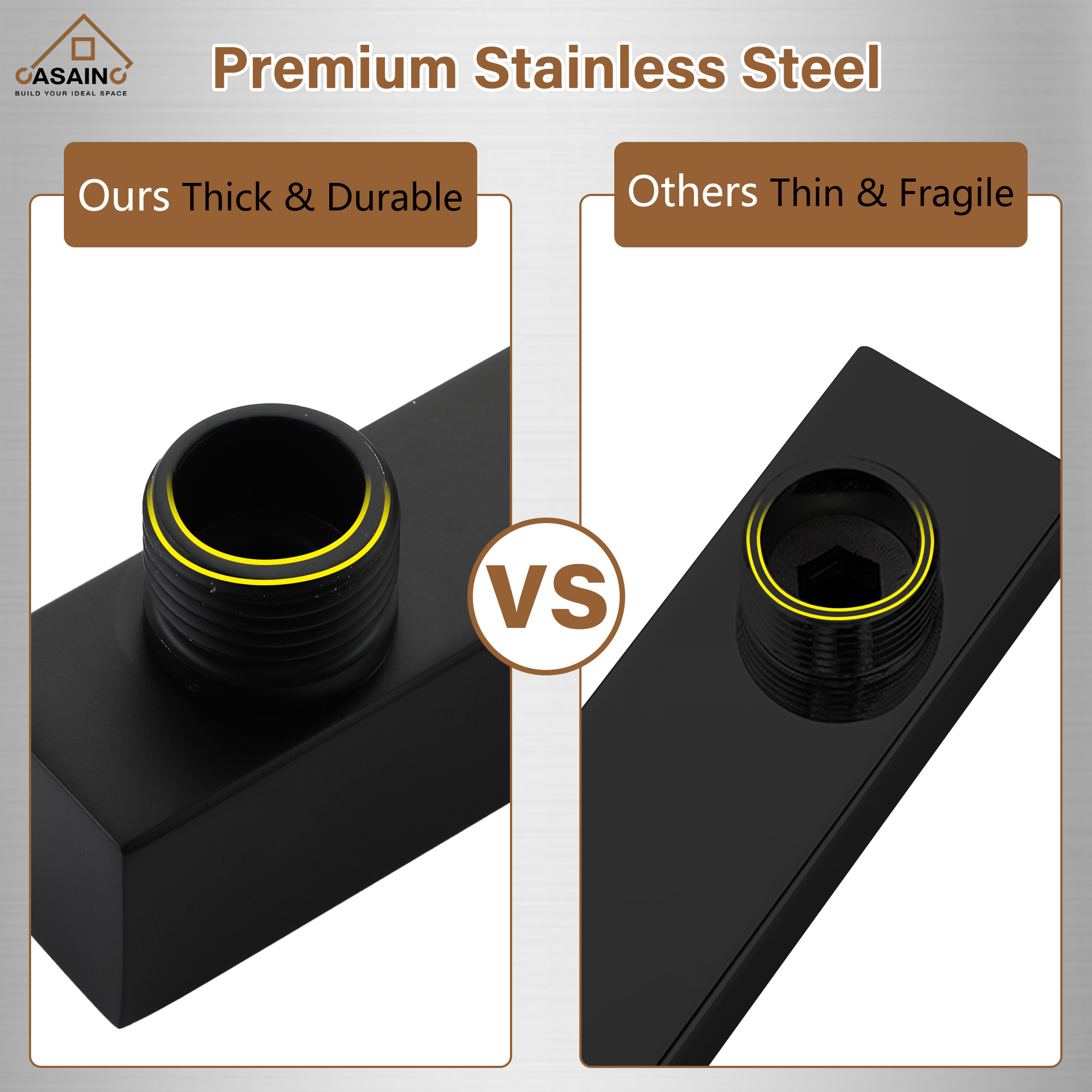 15.75" Wall-Mounted Square Shower Arm with Flange