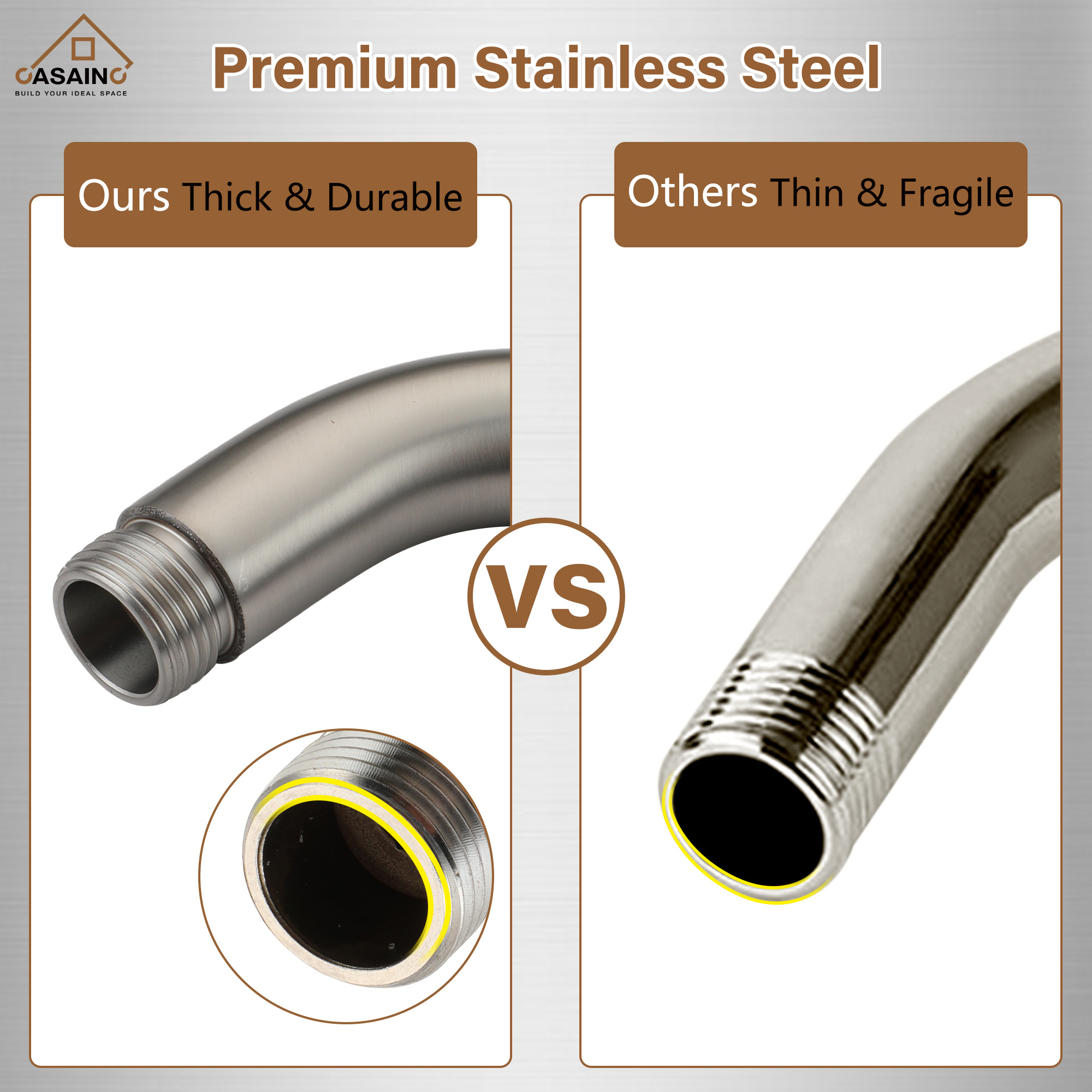 15.75" Round Wall-Mounted Shower Head Extension Arm with Flange