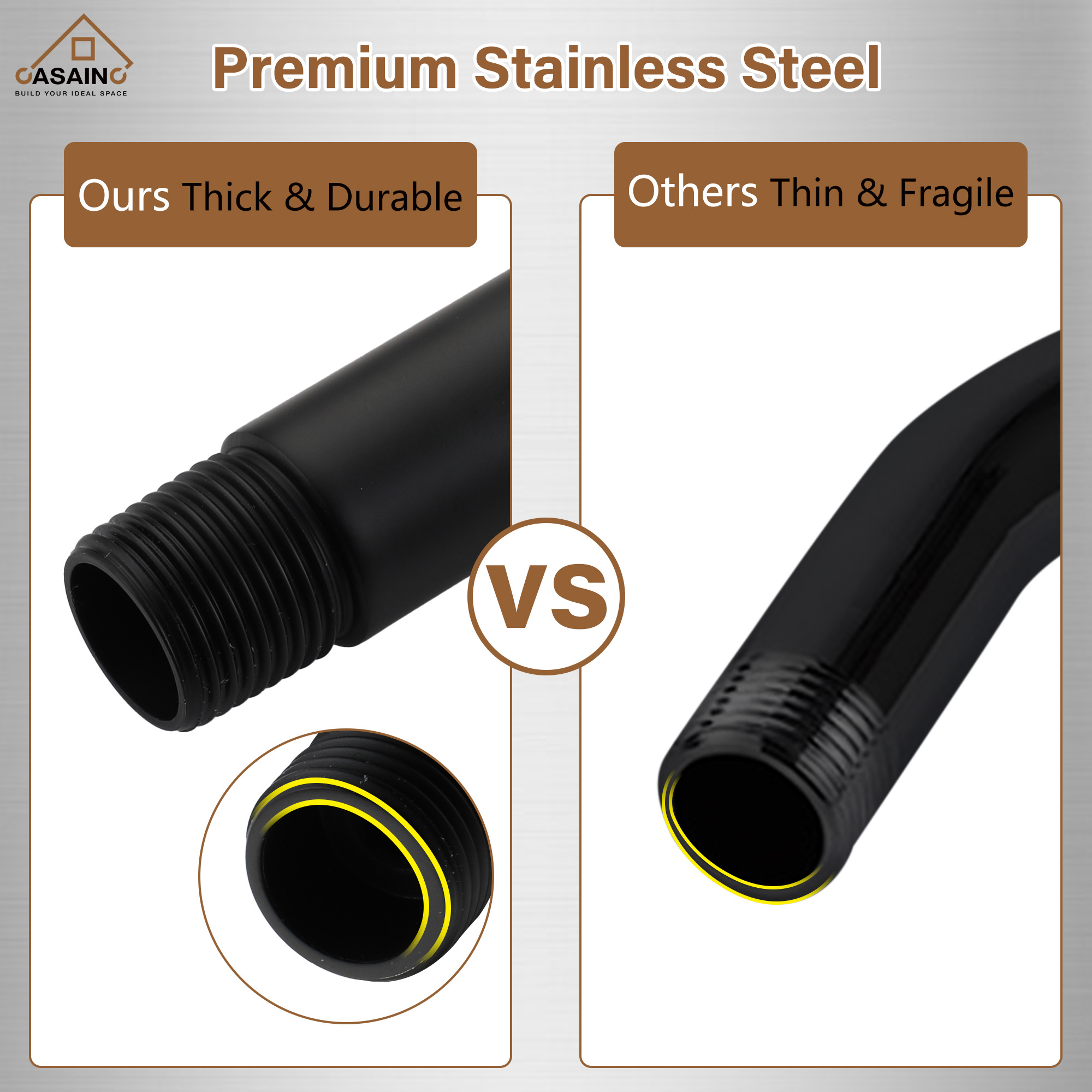 15.75" Round Wall-Mounted Shower Head Extension Arm with Flange