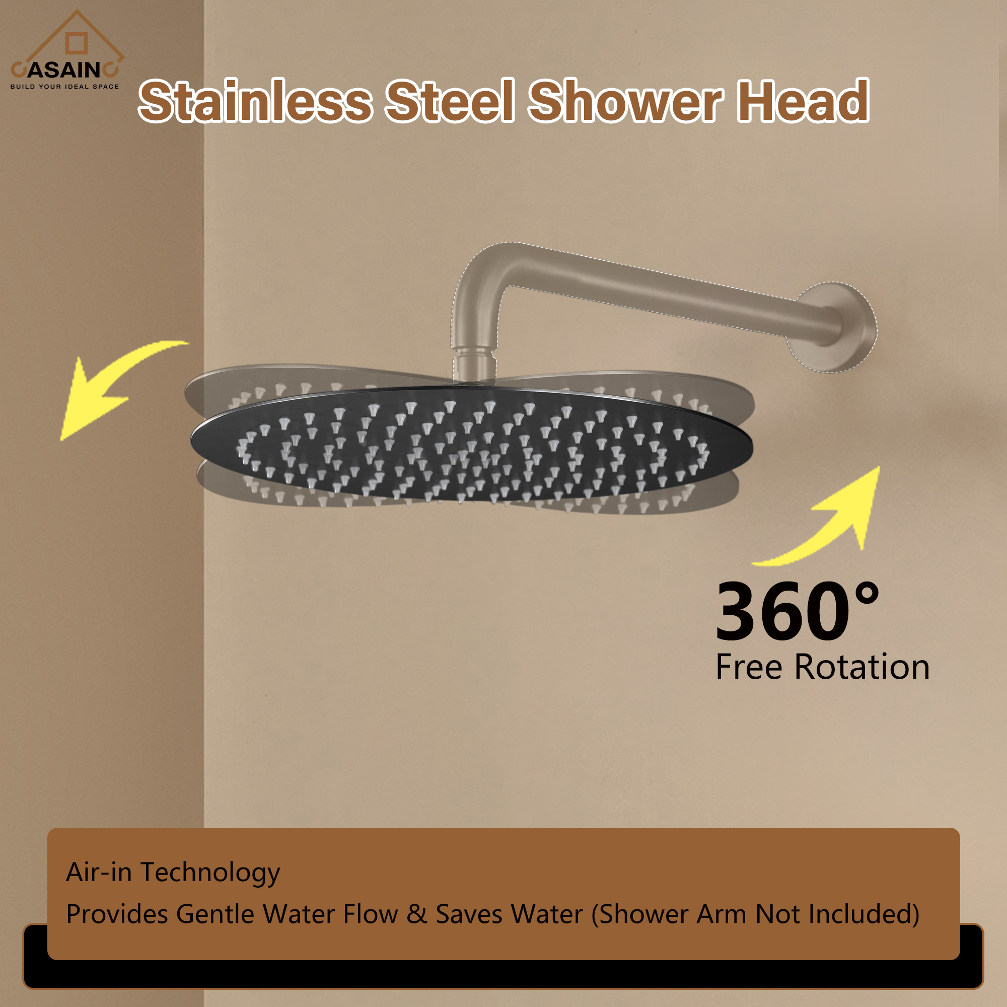 10"/12" Round Rain Shower Head Stainless Steel Rain Showerhead
