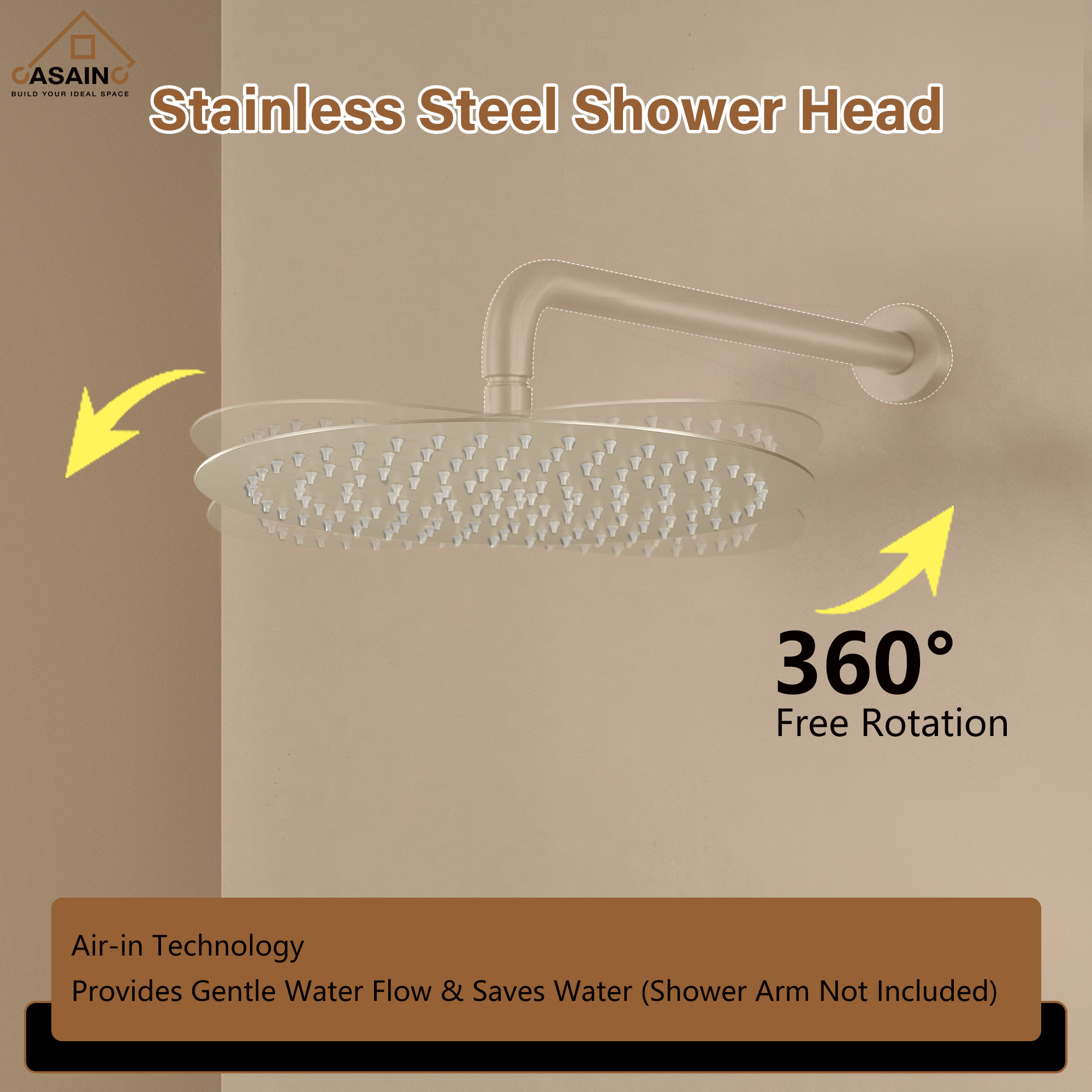 10"/12" Round Rain Shower Head Stainless Steel Rain Showerhead
