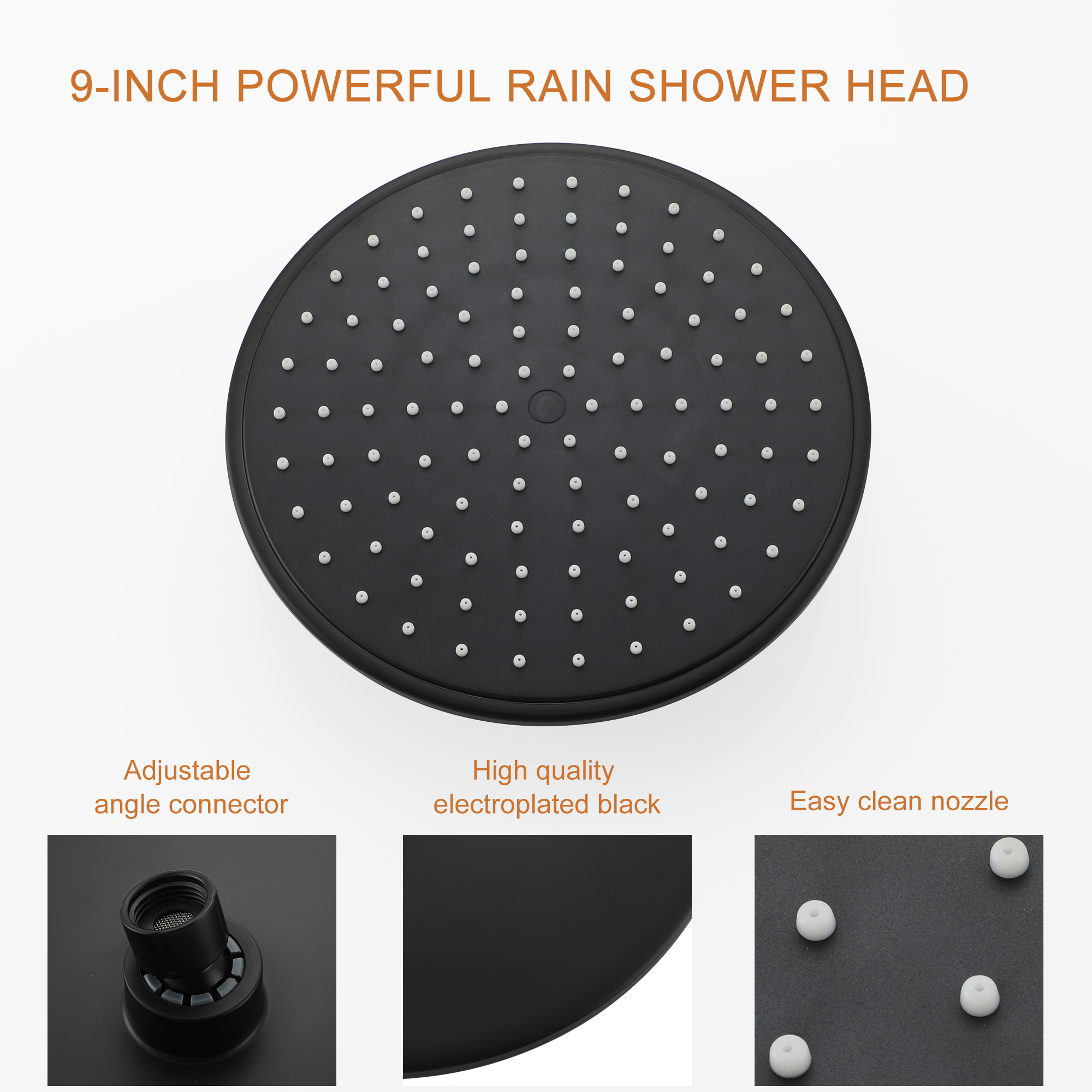 9/10/12" Wall Mounted Rain Shower System with 5-Spray Patterns (Valve Included)