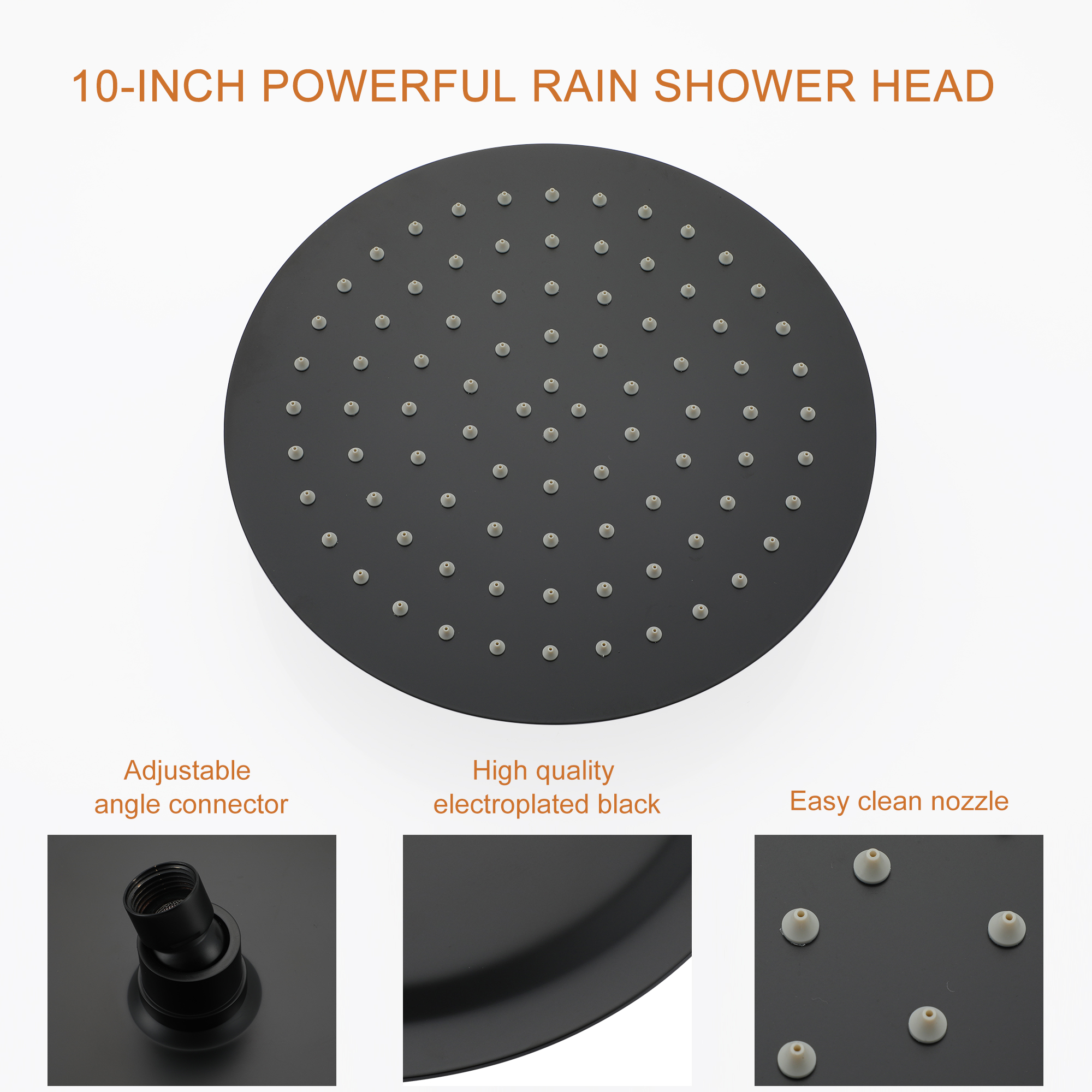 9/10/12" Wall Mounted Rain Shower System with 5-Spray Patterns (Valve Included)