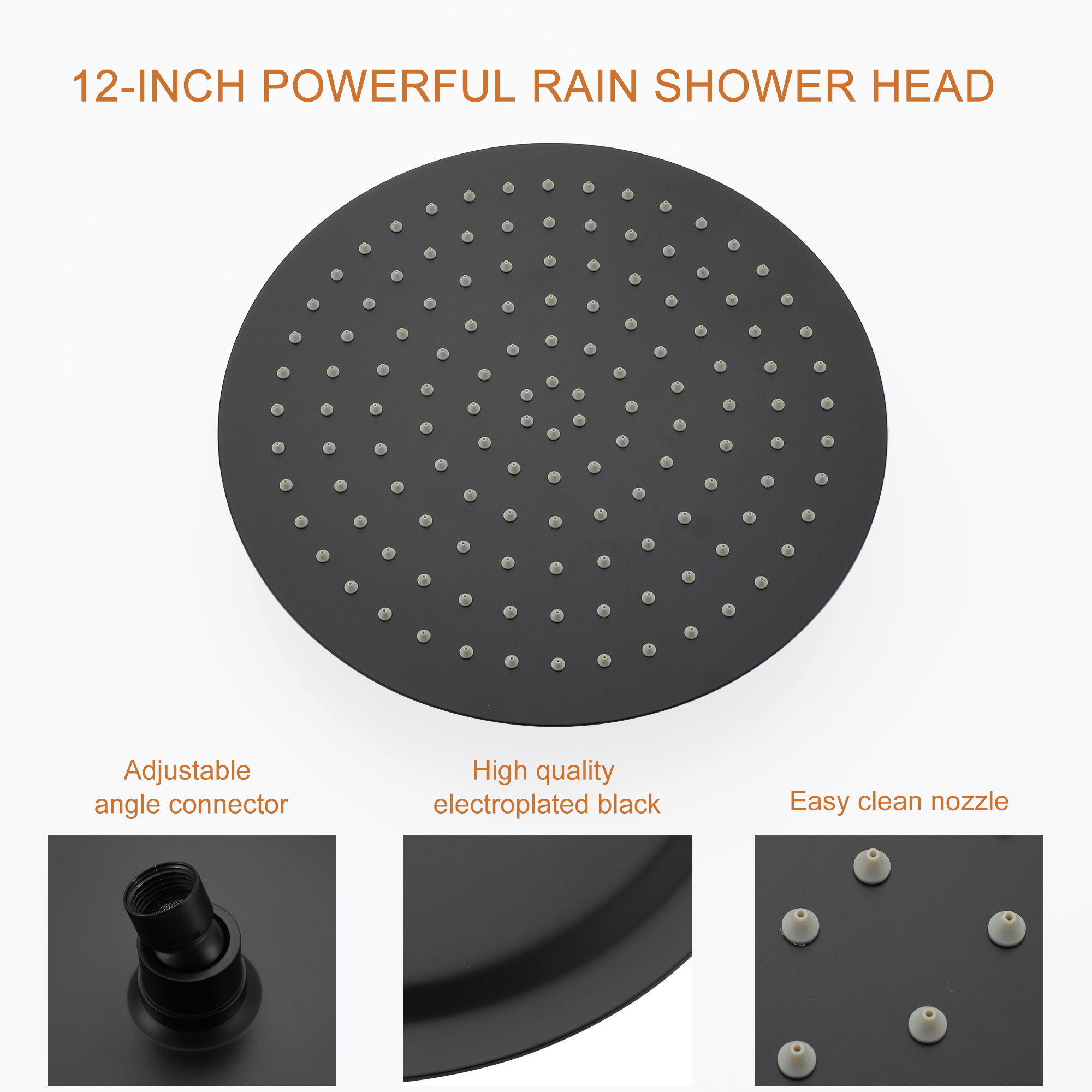 9/10/12" Wall Mounted Rain Shower System with 5-Spray Patterns (Valve Included)