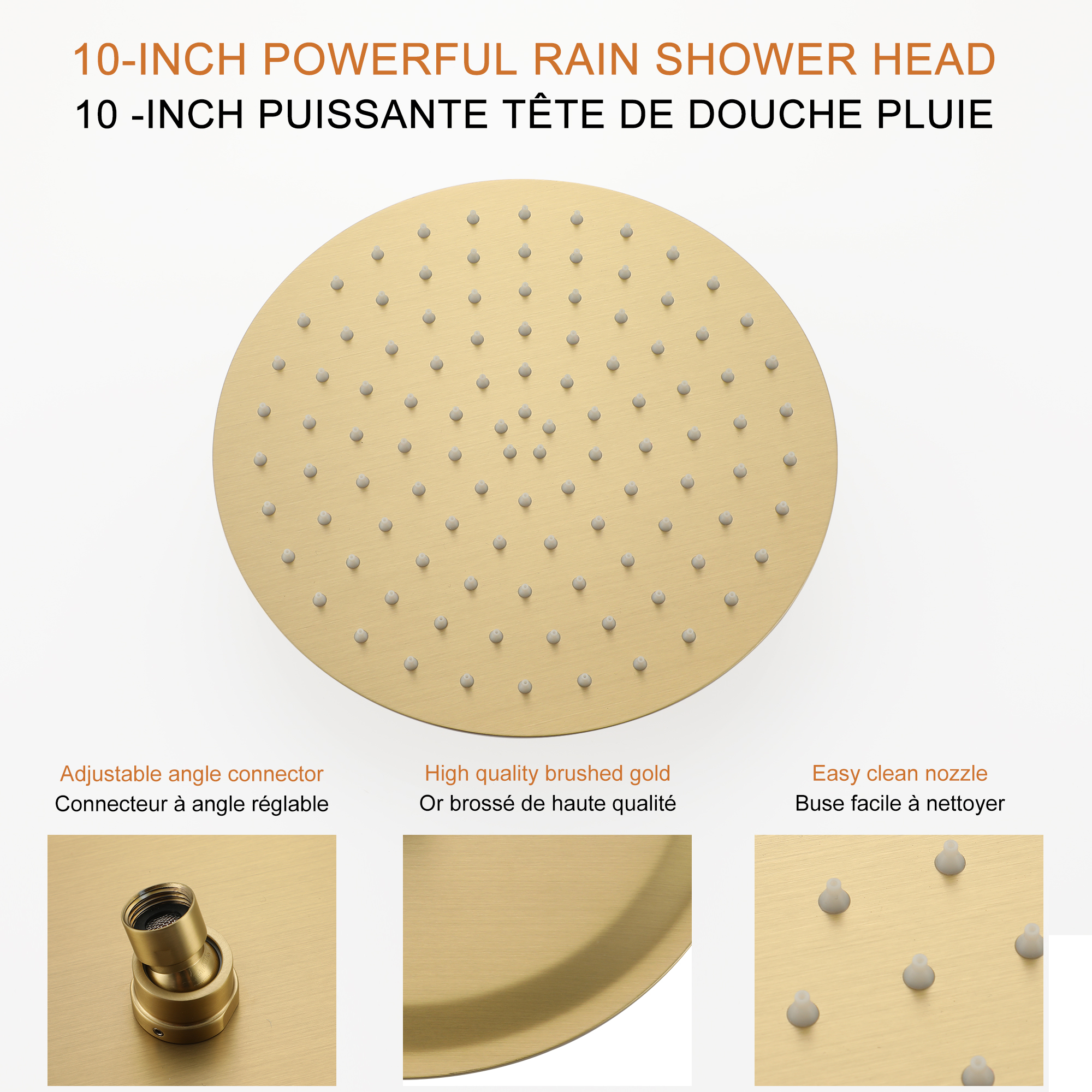 9/10/12" Wall Mounted Rain Shower System with 5-Spray Patterns (Valve Included)