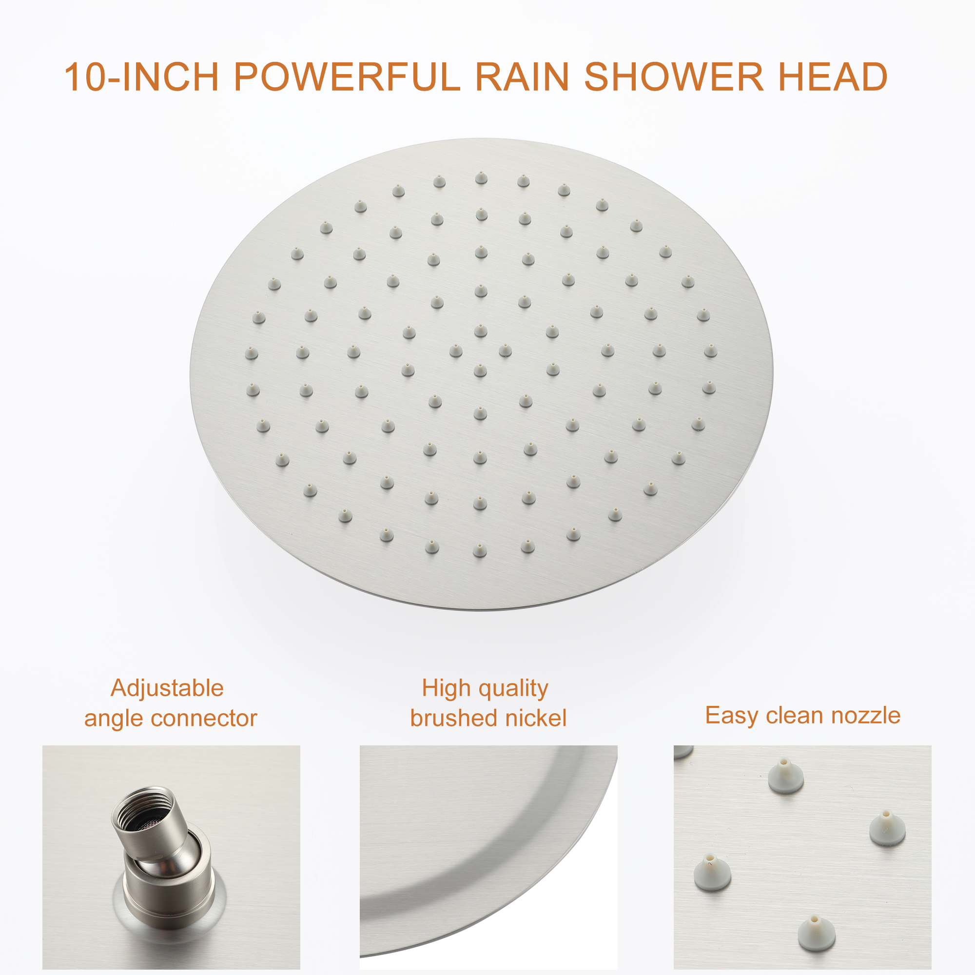 9/10/12" Wall Mounted Rain Shower System with 5-Spray Patterns (Valve Included)