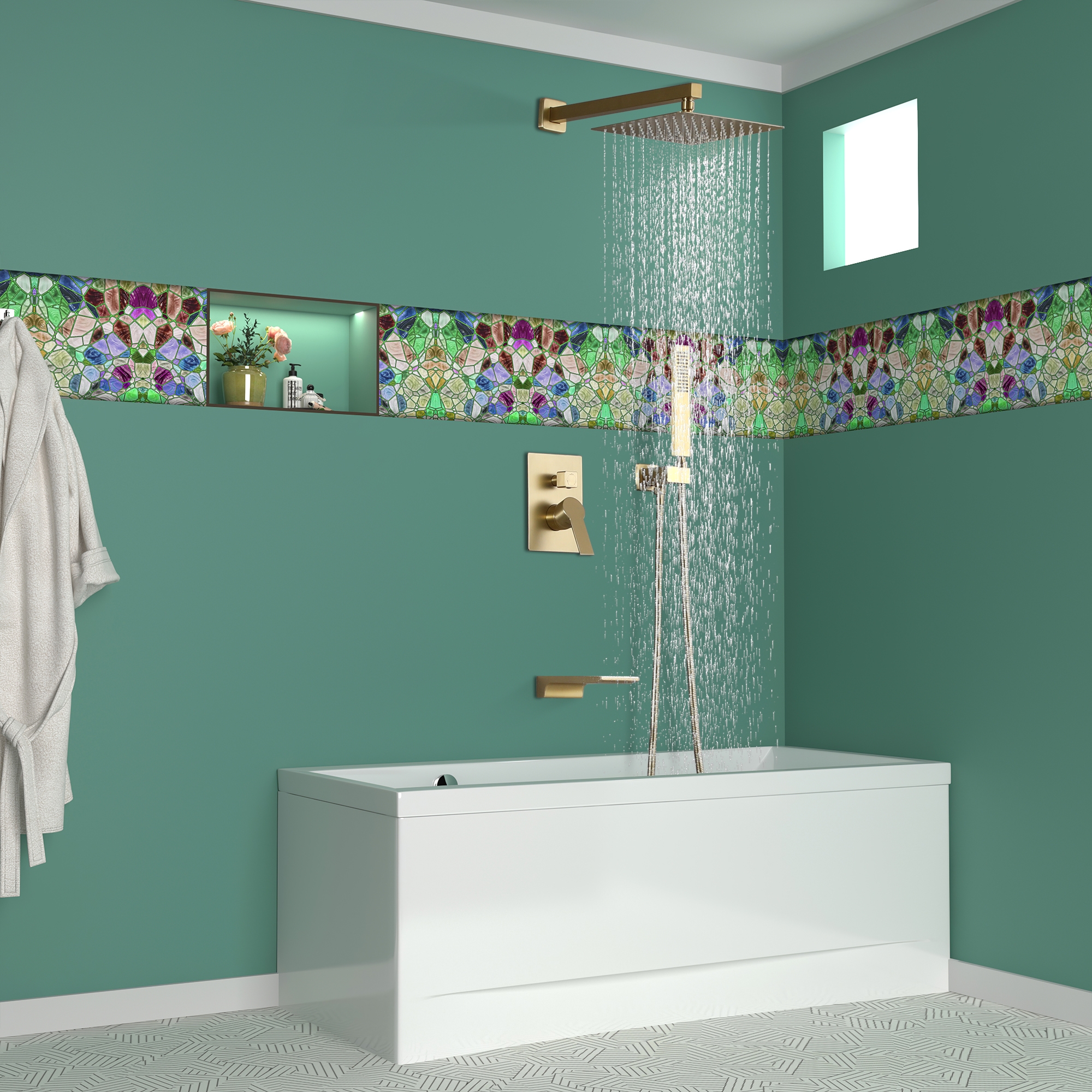 10-inch/12inch Rain Shower System With Handeld & Tub Spout