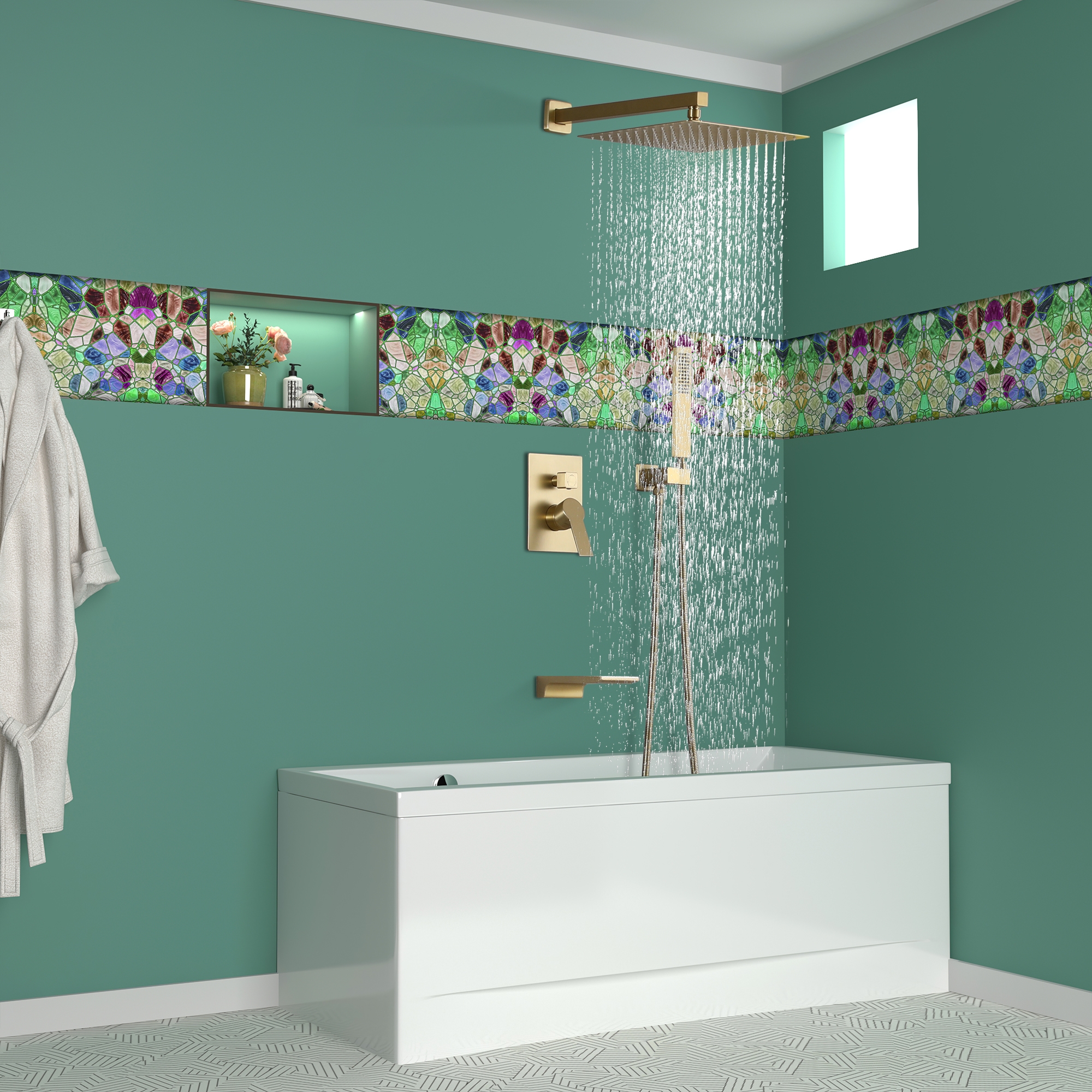 10-inch/12inch Rain Shower System With Handeld & Tub Spout