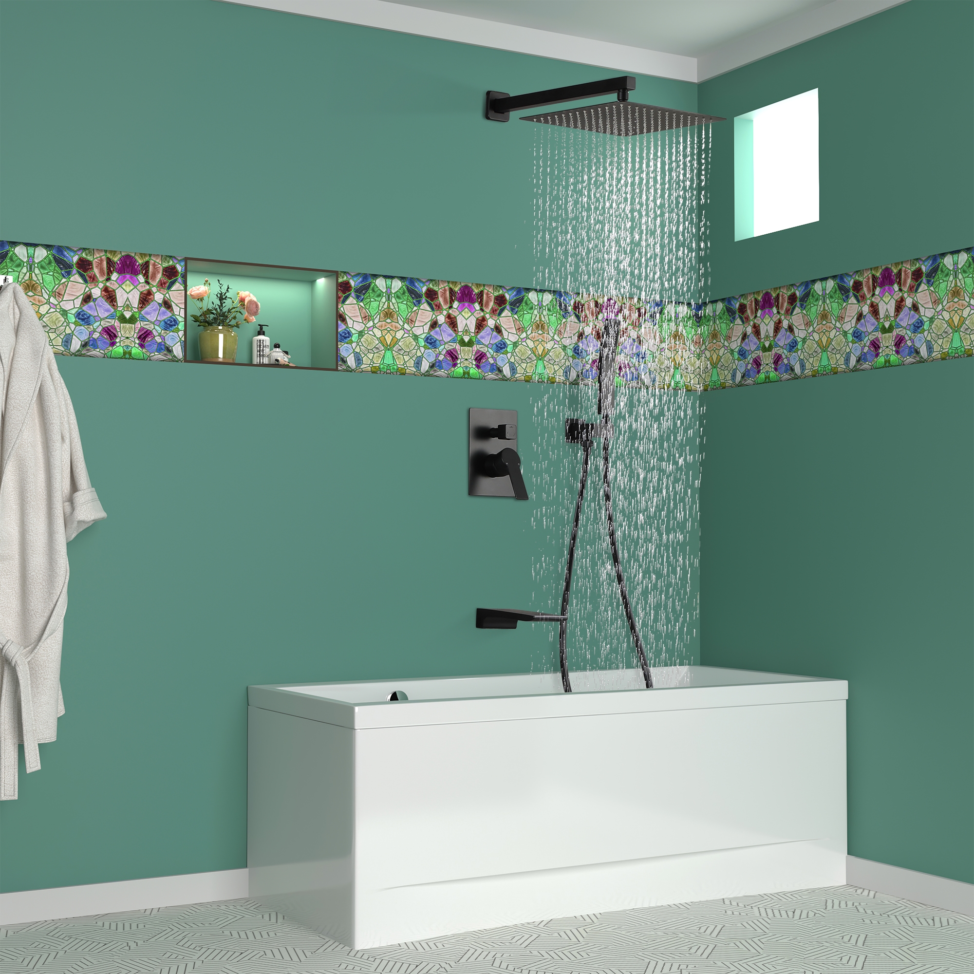 10-inch/12inch Rain Shower System With Handeld & Tub Spout