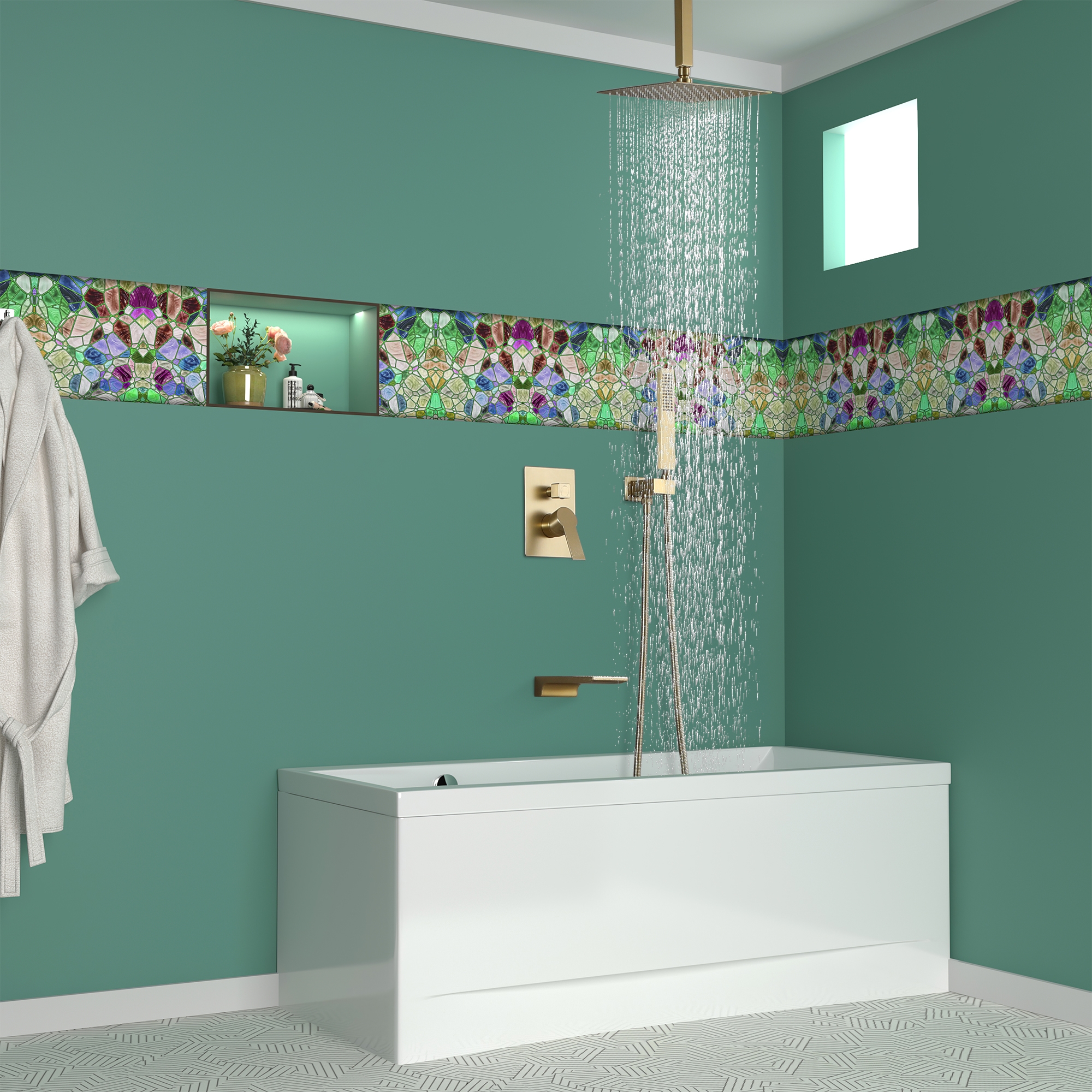 10-inch/12inch Rain Shower System With Handeld & Tub Spout