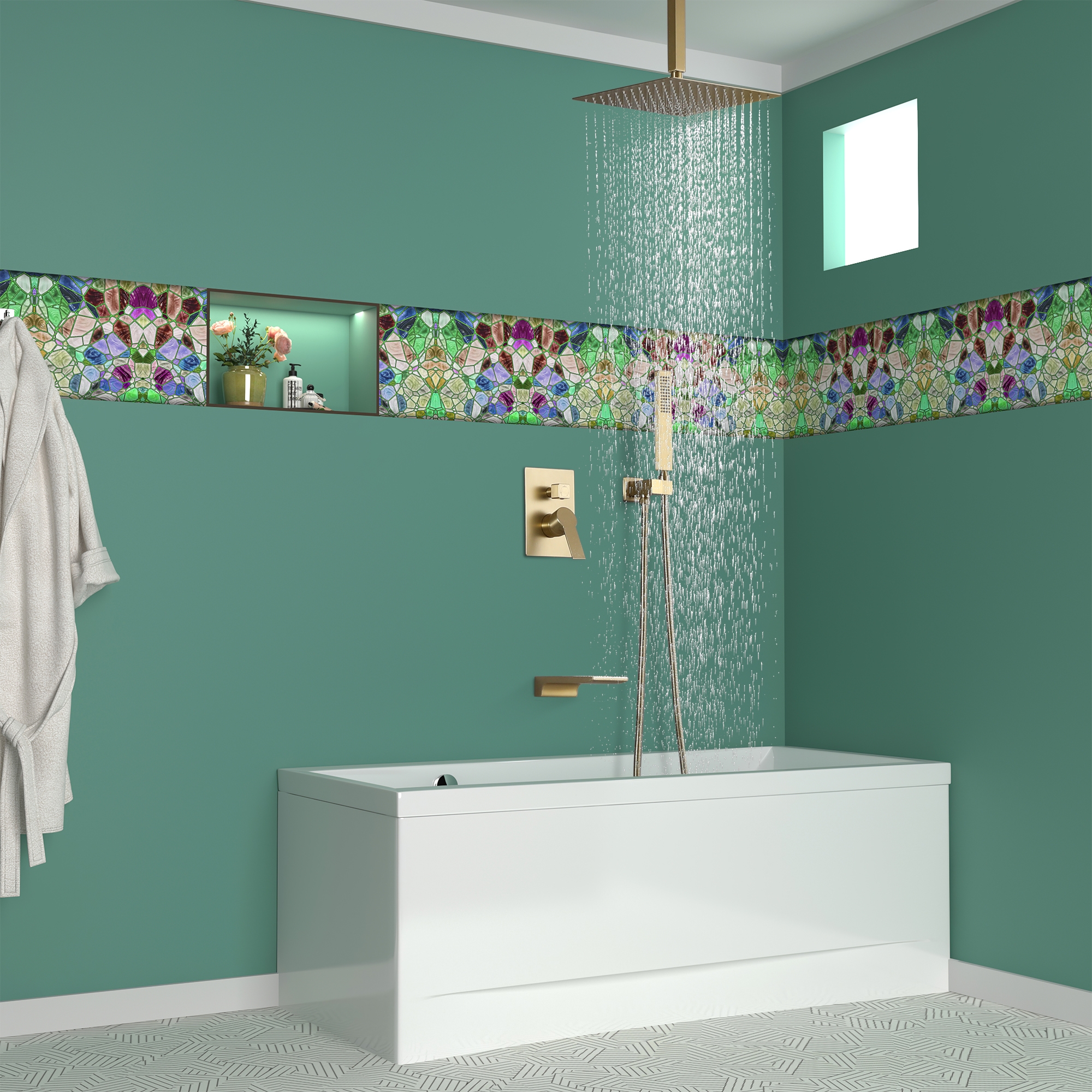 10-inch/12inch Rain Shower System With Handeld & Tub Spout