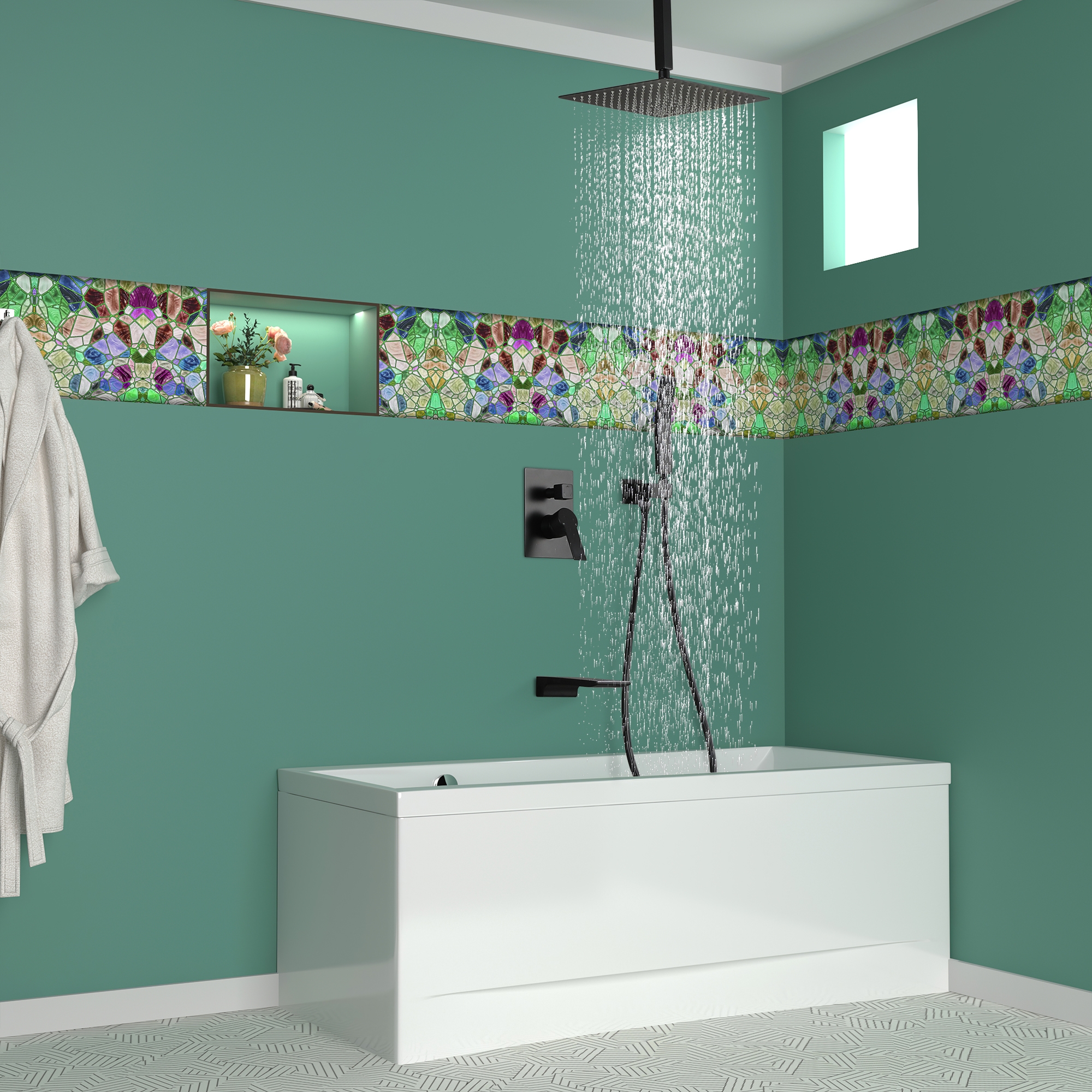 10-inch/12inch Rain Shower System With Handeld & Tub Spout