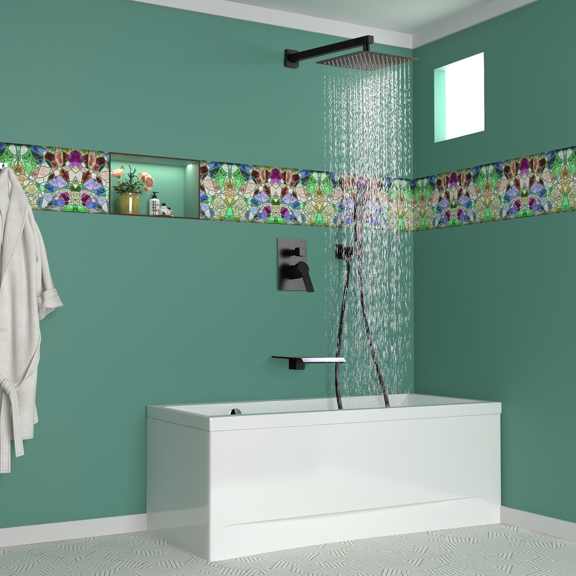 10-inch/12inch 3-Function Shower System With Bathtub Spout