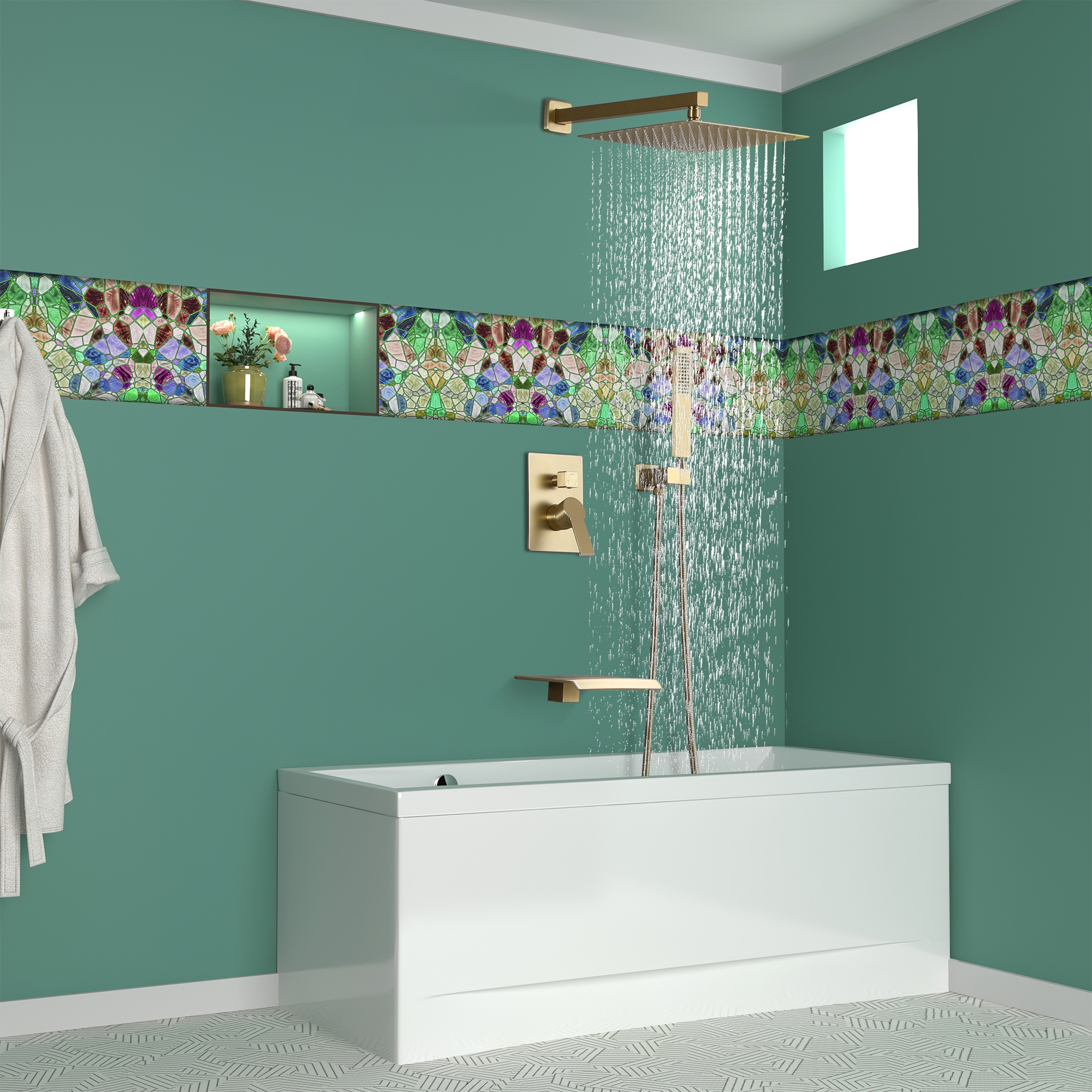 10-inch/12inch 3-Function Shower System With Bathtub Spout