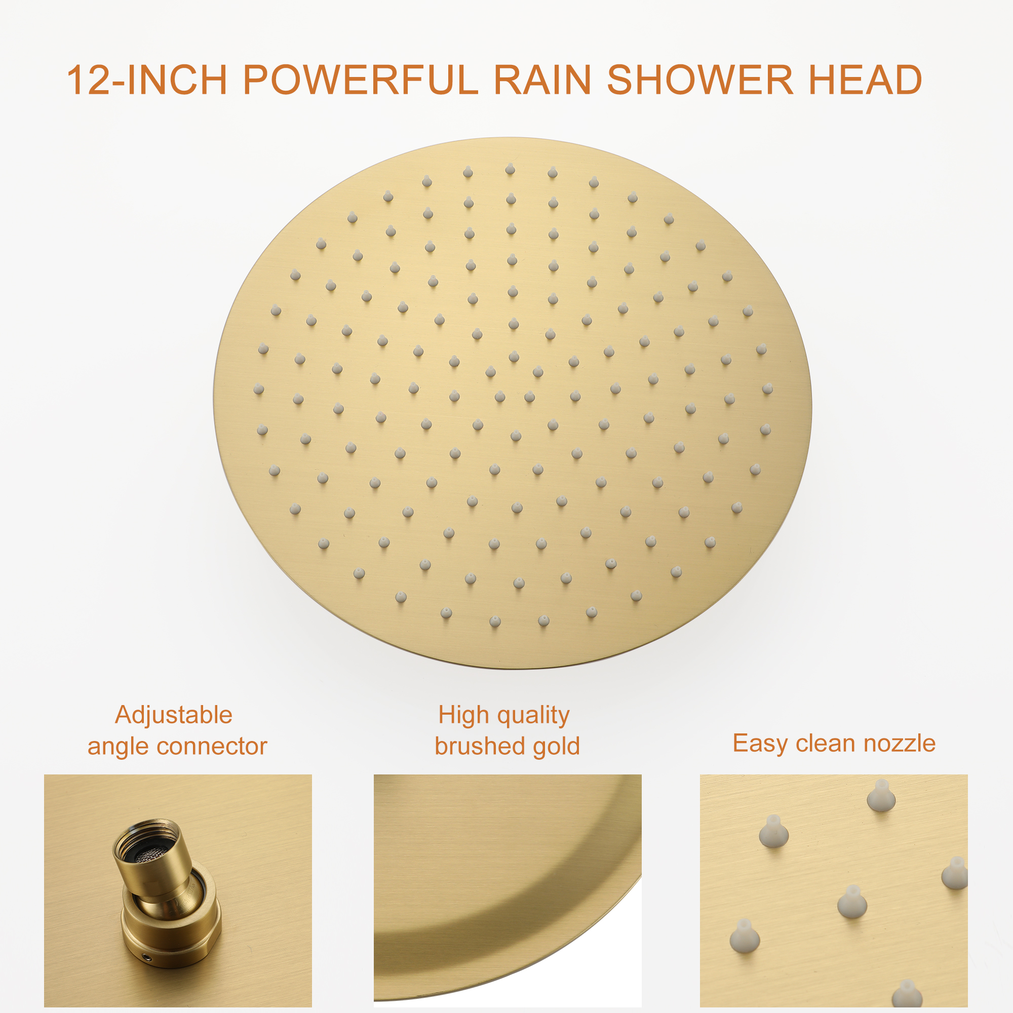 12" 5-Spray Dual Shower Head System with Brass Valve Included