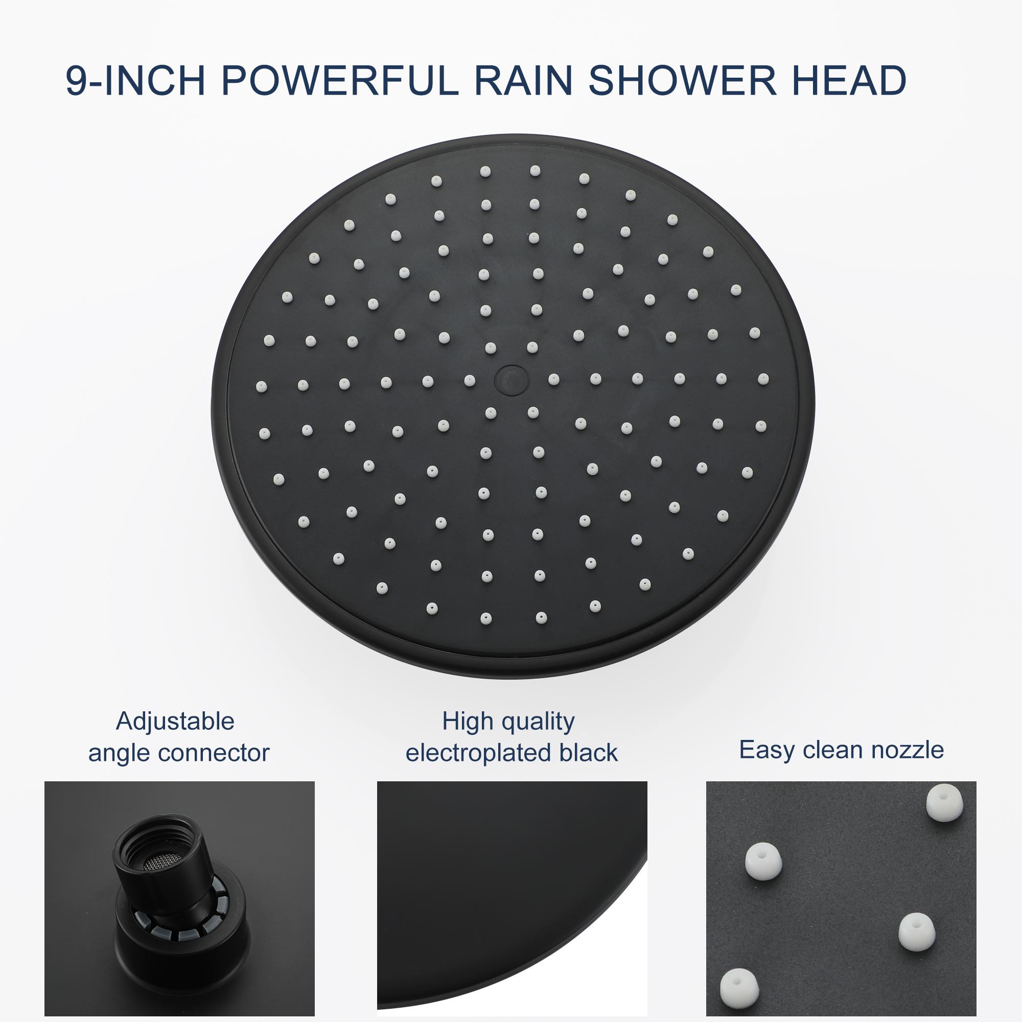 9" Wall Mounted Rain Shower System with Single Lever Handle & Pressure Balance Valve