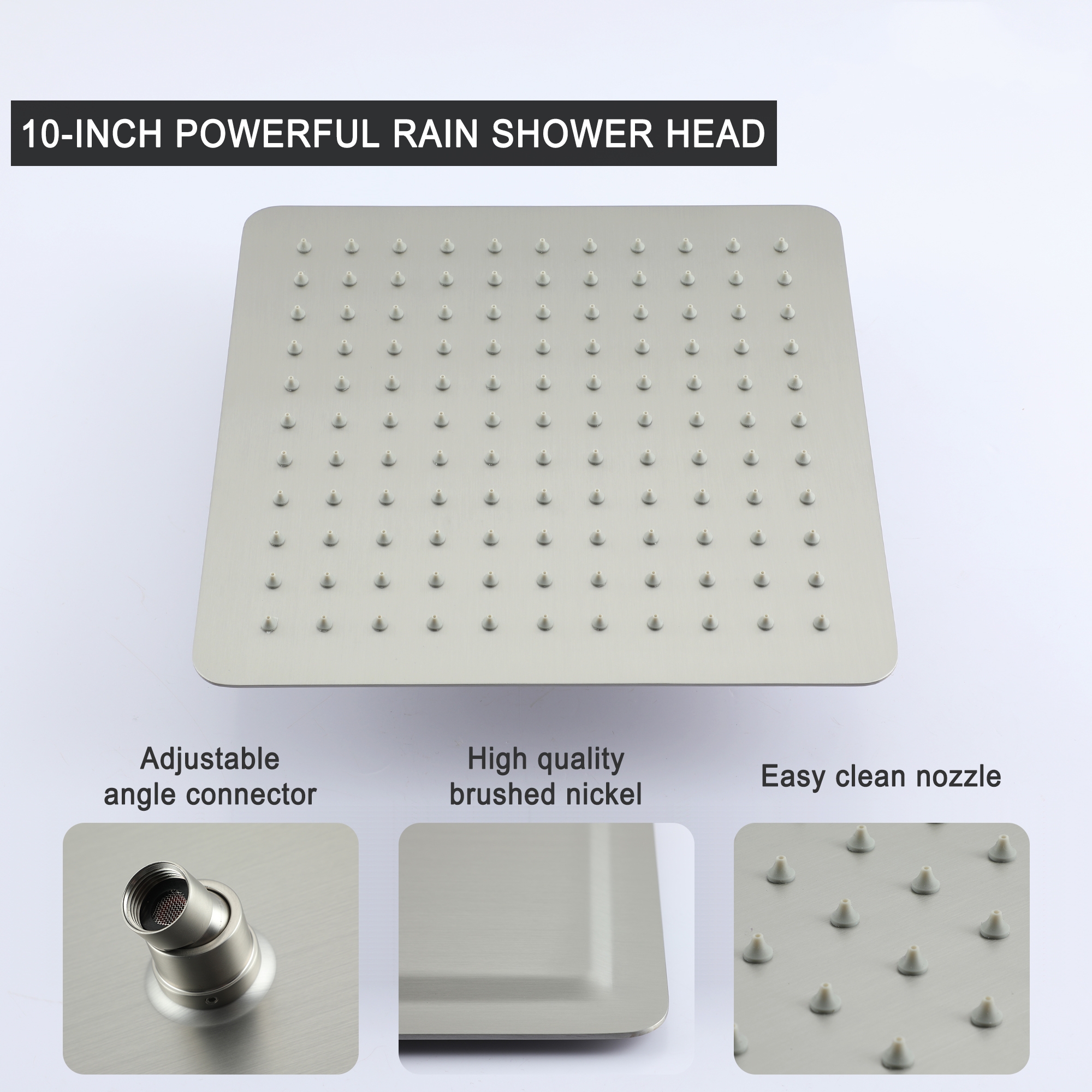 10" Ceiling-Mount Rain Shower System with Handheld Shower in Brushed Nickel