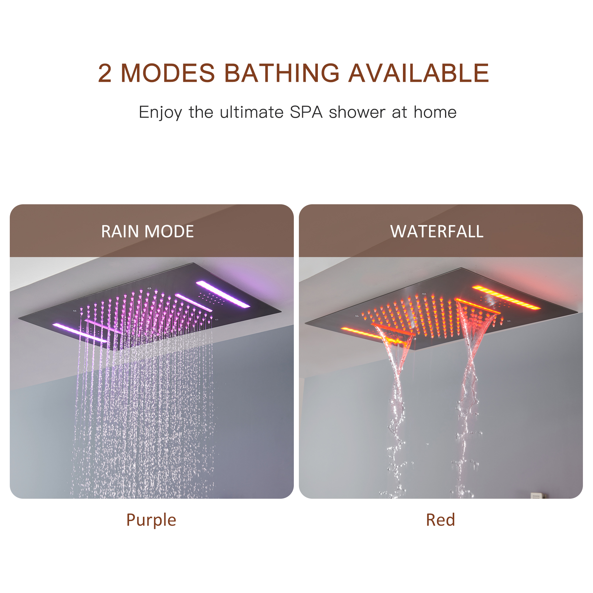 Deluxe 4-Function Thermostatic Shower System with LED Lighting & Bluetooth Music 