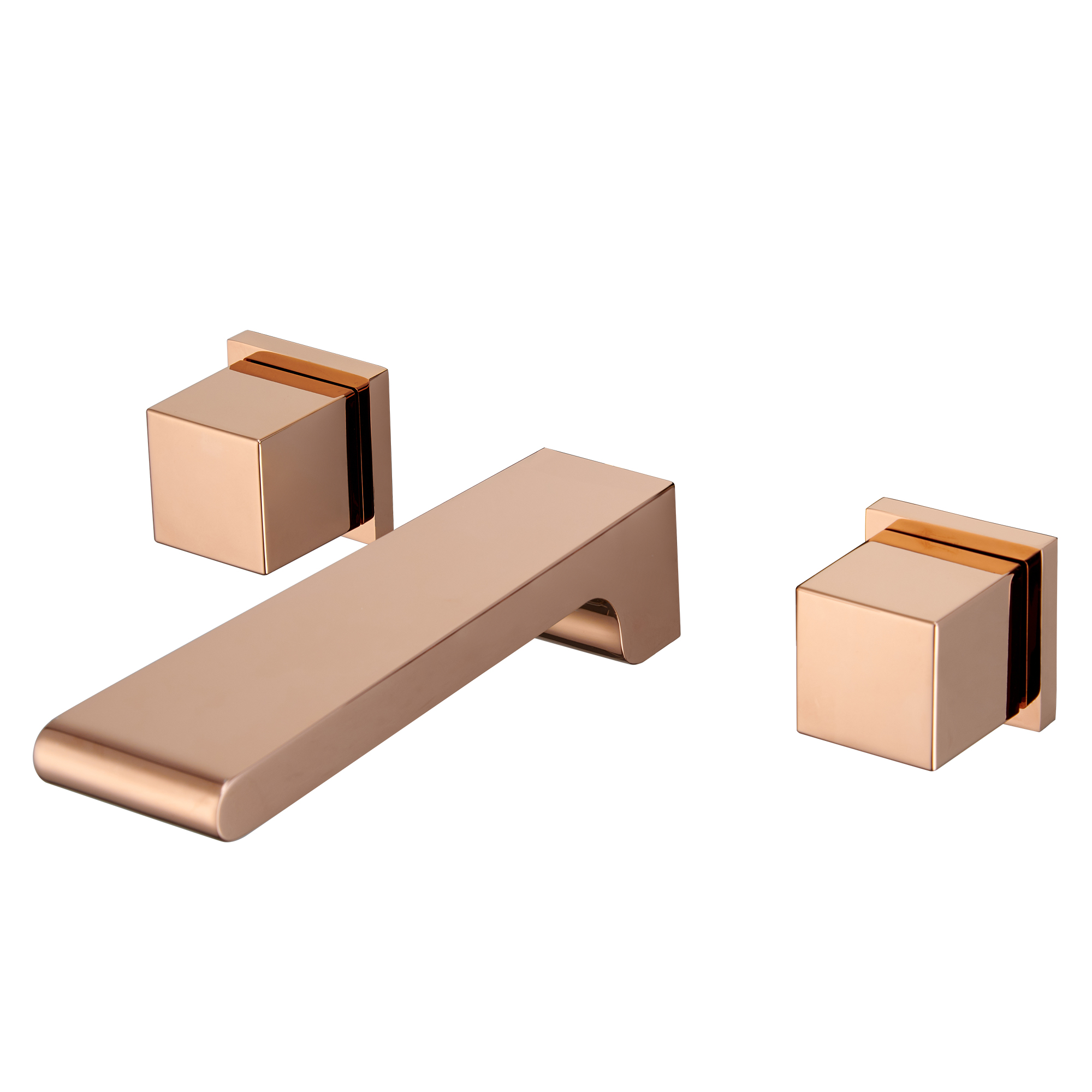 Wall-Mounted Waterfall Bathroom Basin Faucet in Brushed Rose Gold 