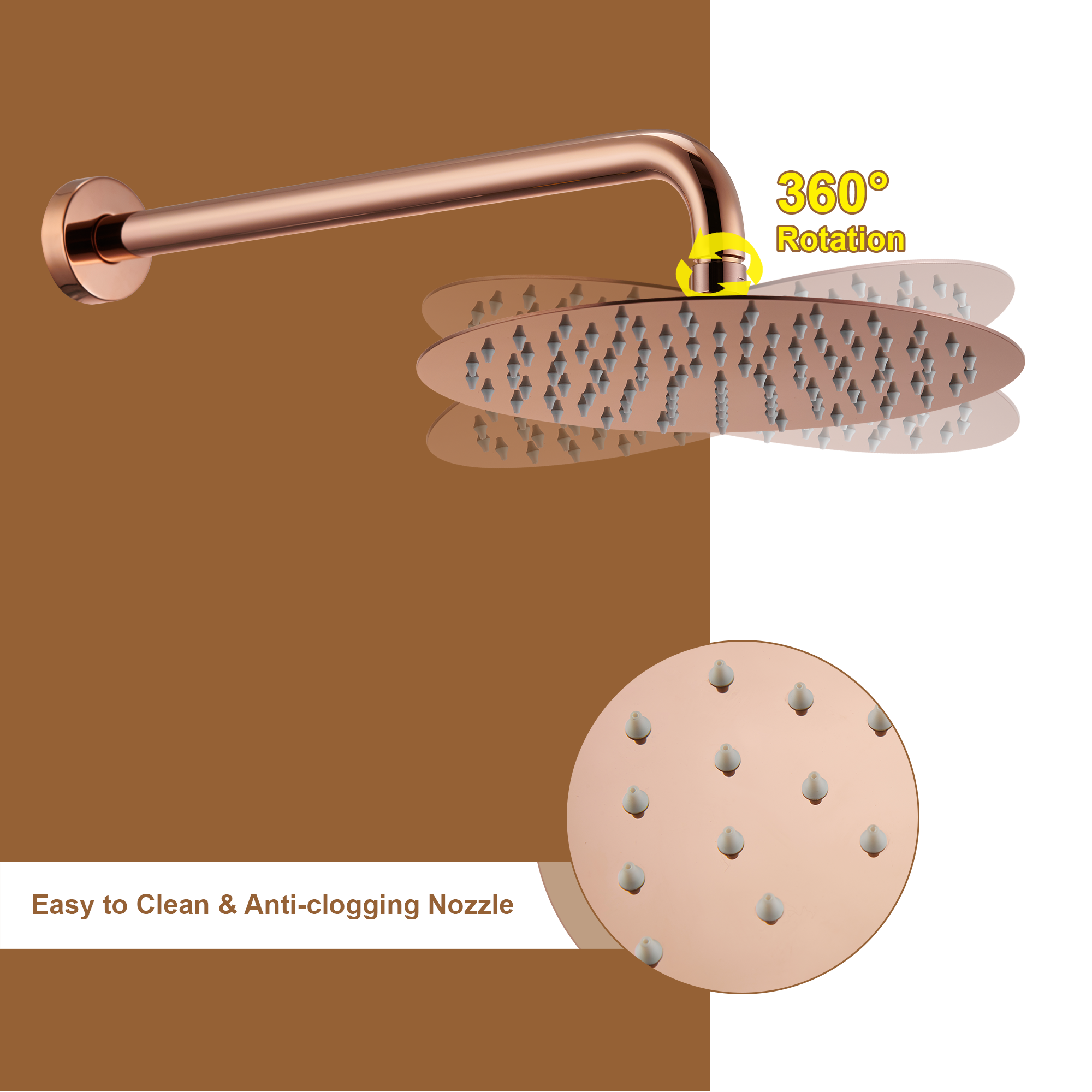 10" High-Pressure Round Shower System with Pressure Balance Valve