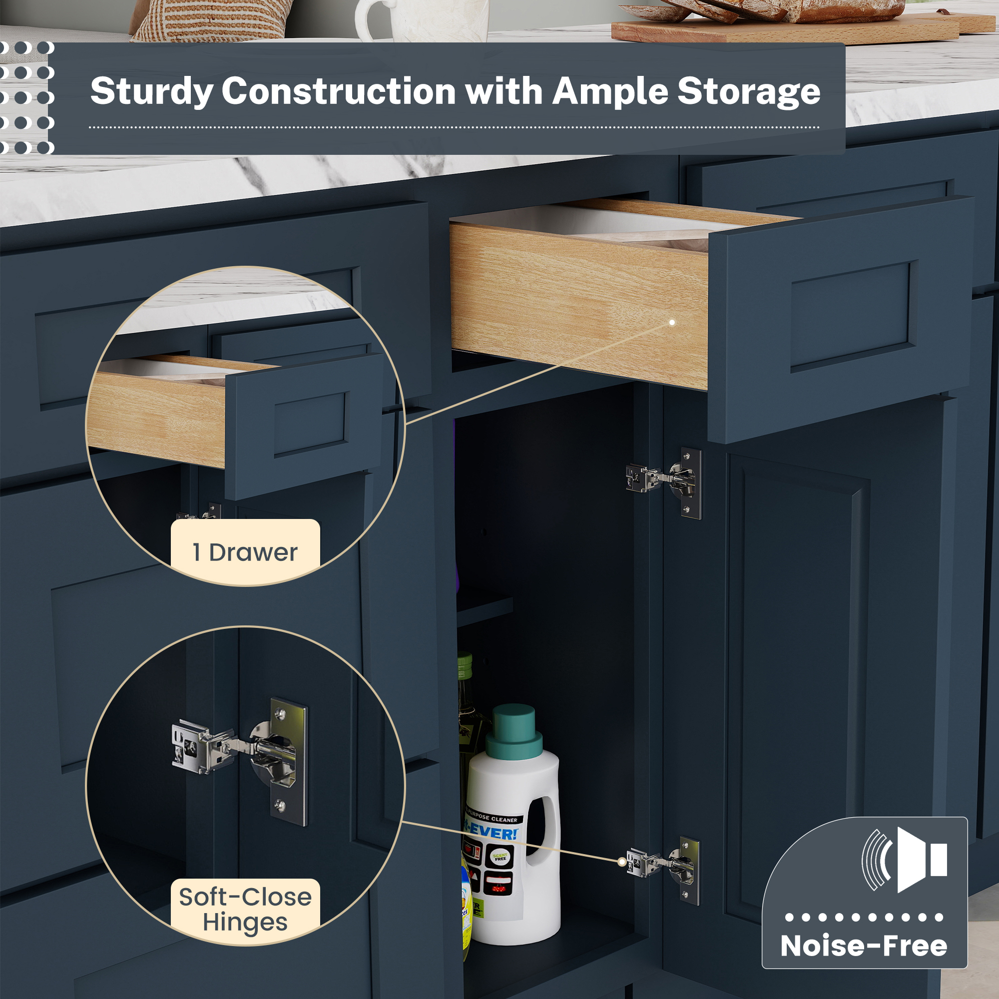 Cyber Grey RTA 12"W x 24"D x 34.5"H Base Cabinet with 1 Drawer and 1 Door