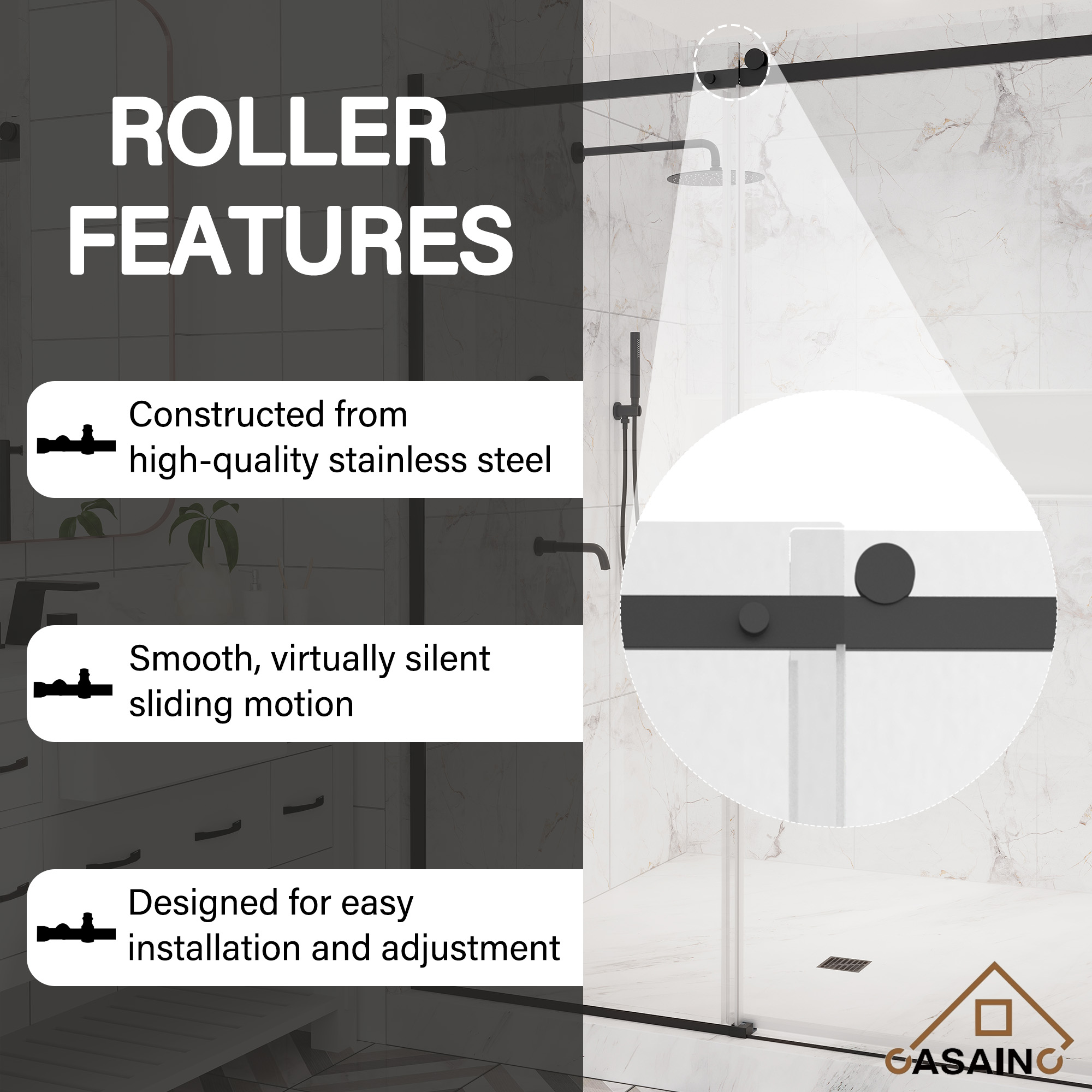 60"x76" Single Sliding Frameless Shower Door in Matte Black/Brushed Nickel/Chrome, Sleek Sliding Single Shower Enclosure Designed for Elegance