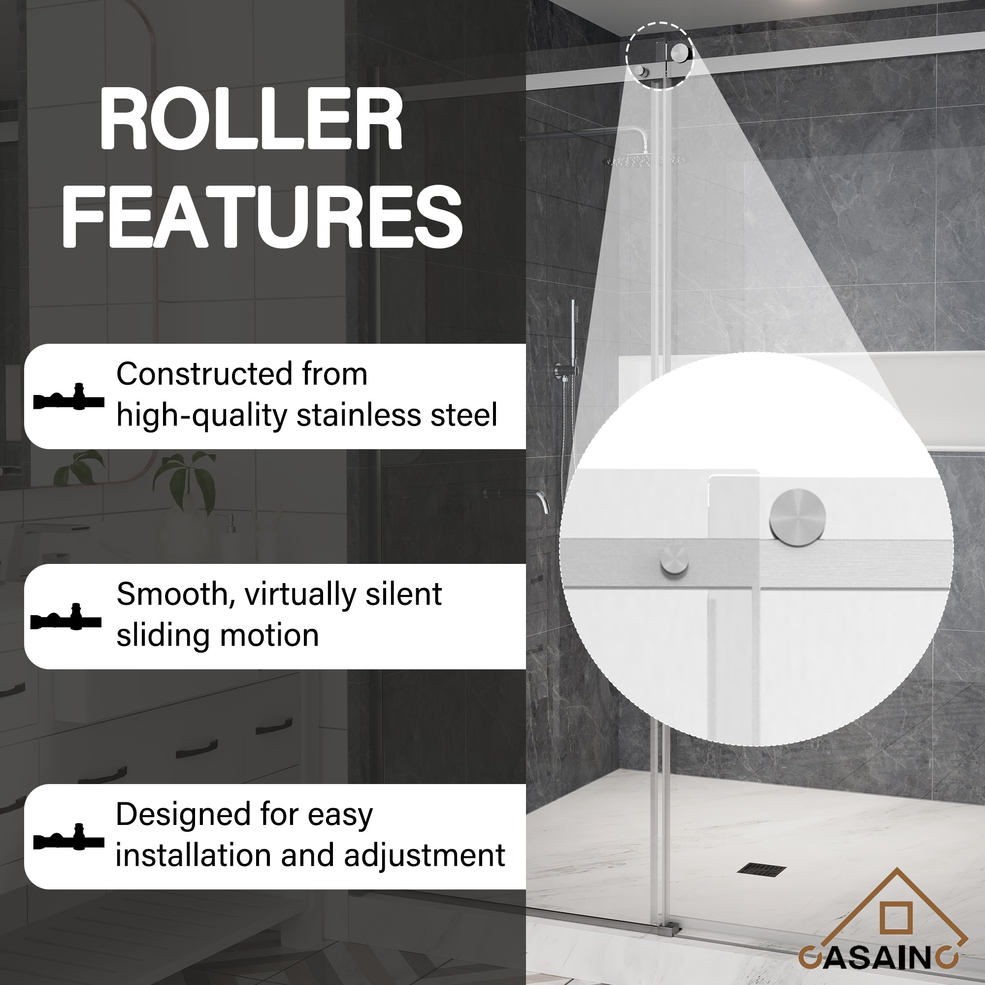 60"x76" Single Sliding Frameless Shower Door in Matte Black/Brushed Nickel/Chrome, Sleek Sliding Single Shower Enclosure Designed for Elegance