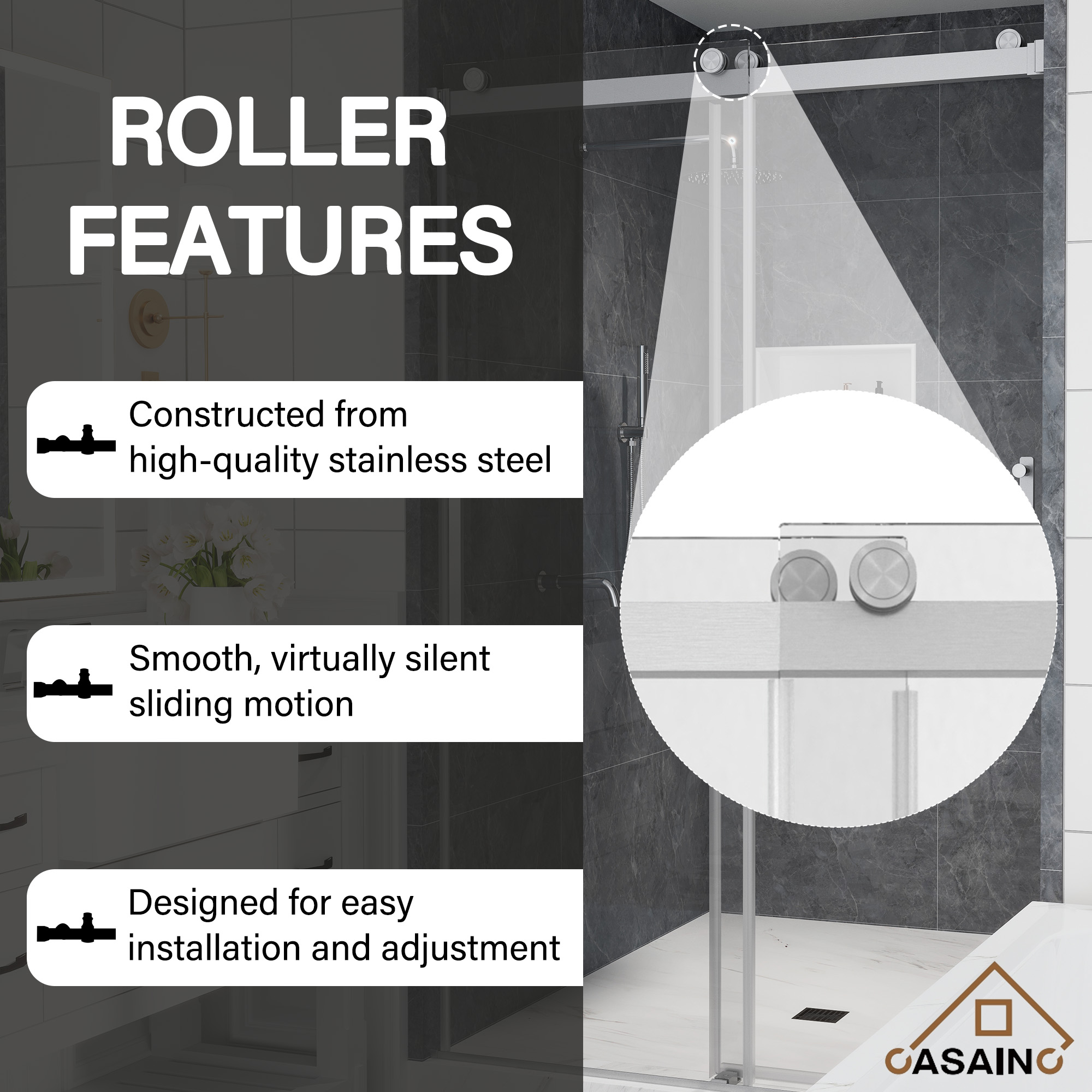 48"x76" Double Sliding Frameless Shower Door in Matte Black/Brushed Nickel/Chrome, Tempered Safety Glass and Reversible Installation