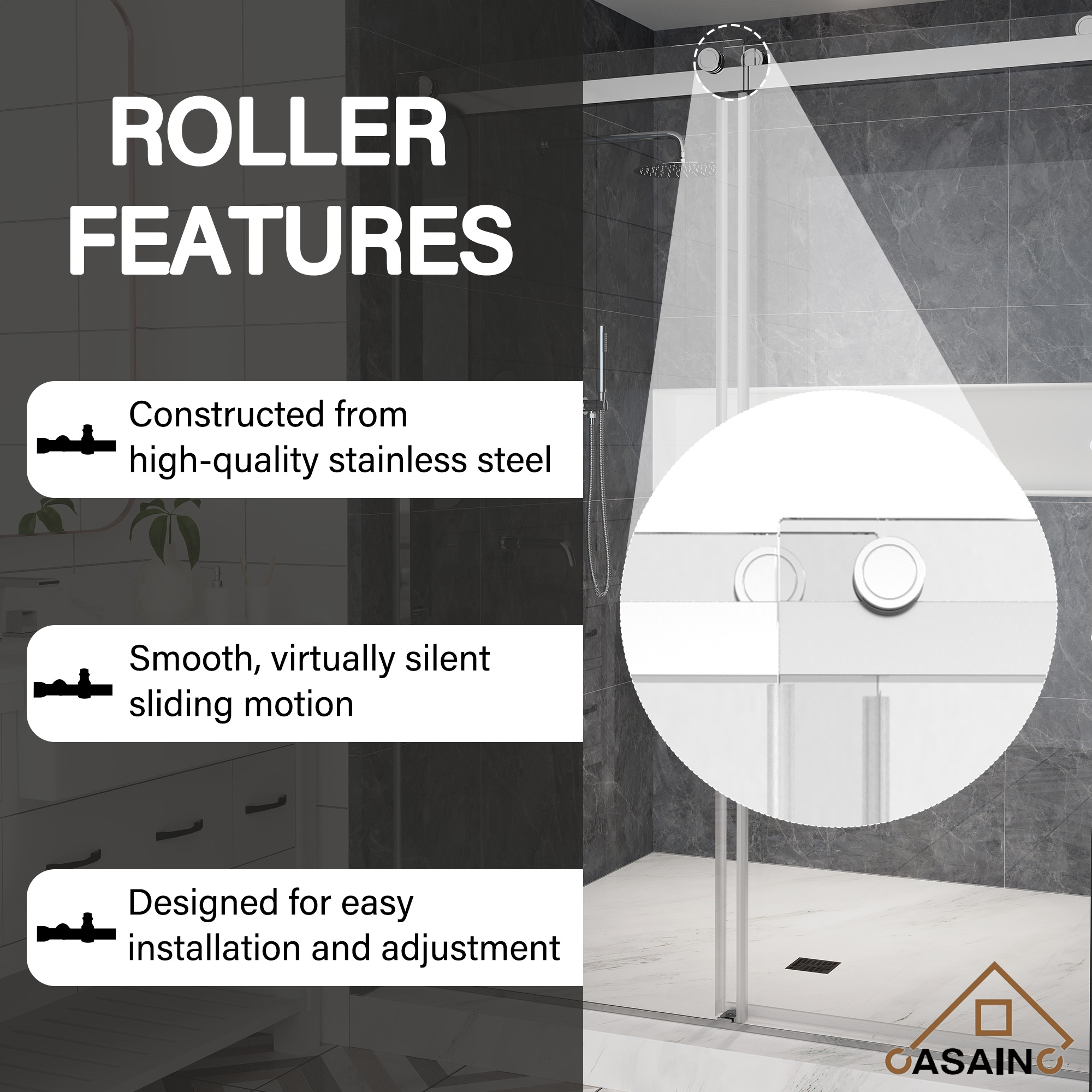 60"x76" Double Sliding Frameless Shower Door in Matte Black/Brushed Nickel/Chrome, Rounded Corners Tempered Glass with SGCC Certification, Reversible Design