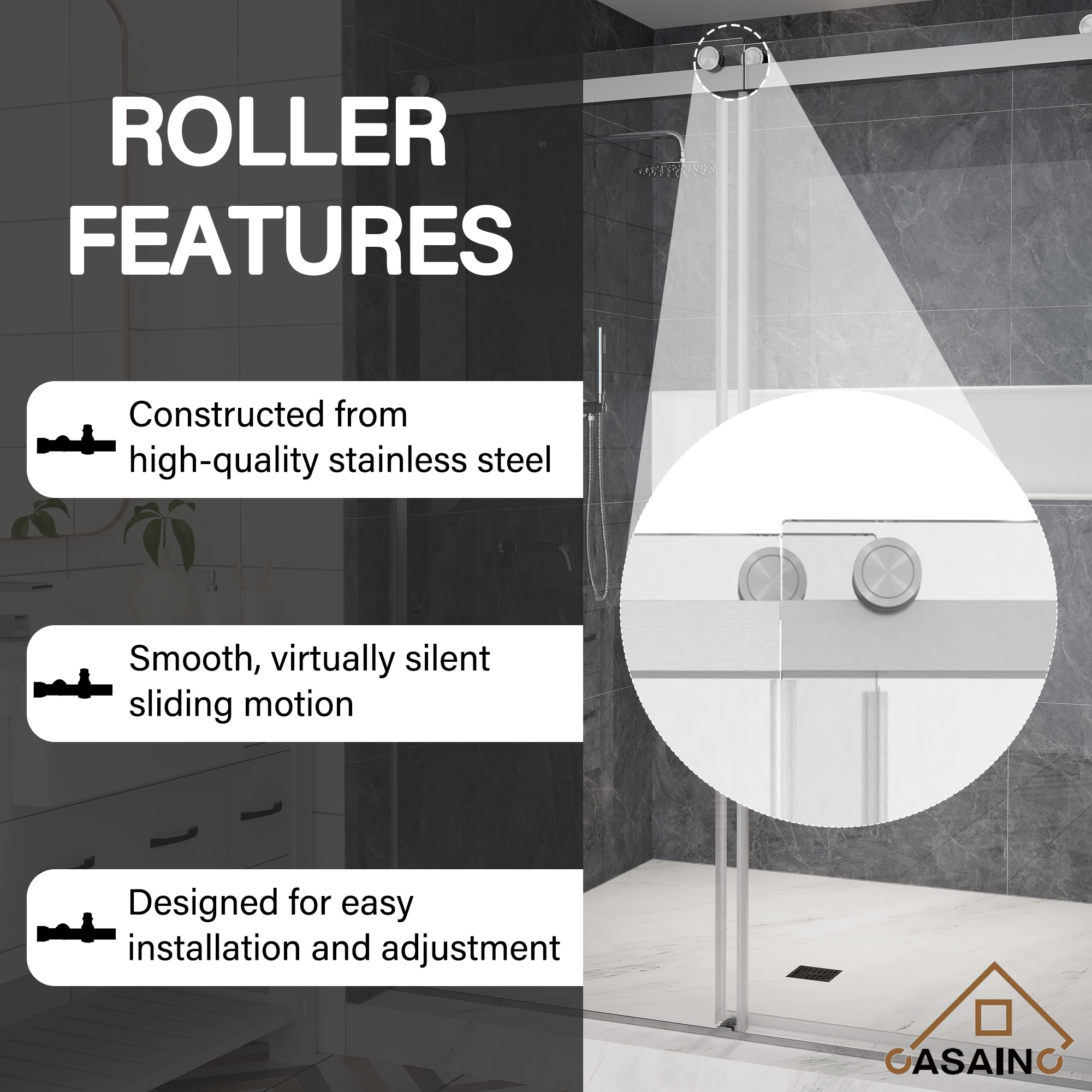 60"x76" Double Sliding Frameless Shower Door in Matte Black/Brushed Nickel/Chrome, Rounded Corners Tempered Glass with SGCC Certification, Reversible Design