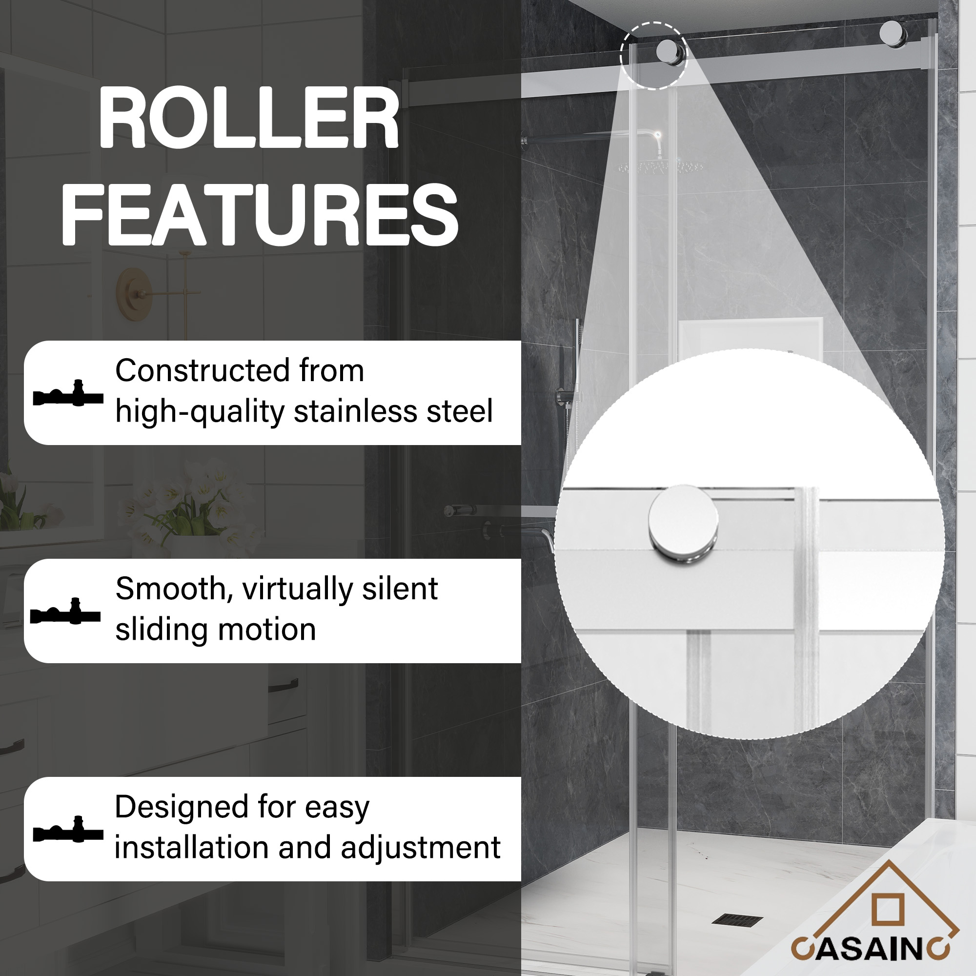 48"x76" Double Frameless Shower Door in Matte Black/Brushed Nickel/Chrome, Sliding Shower Enclosure with Rounded Corners Tempered Glass
